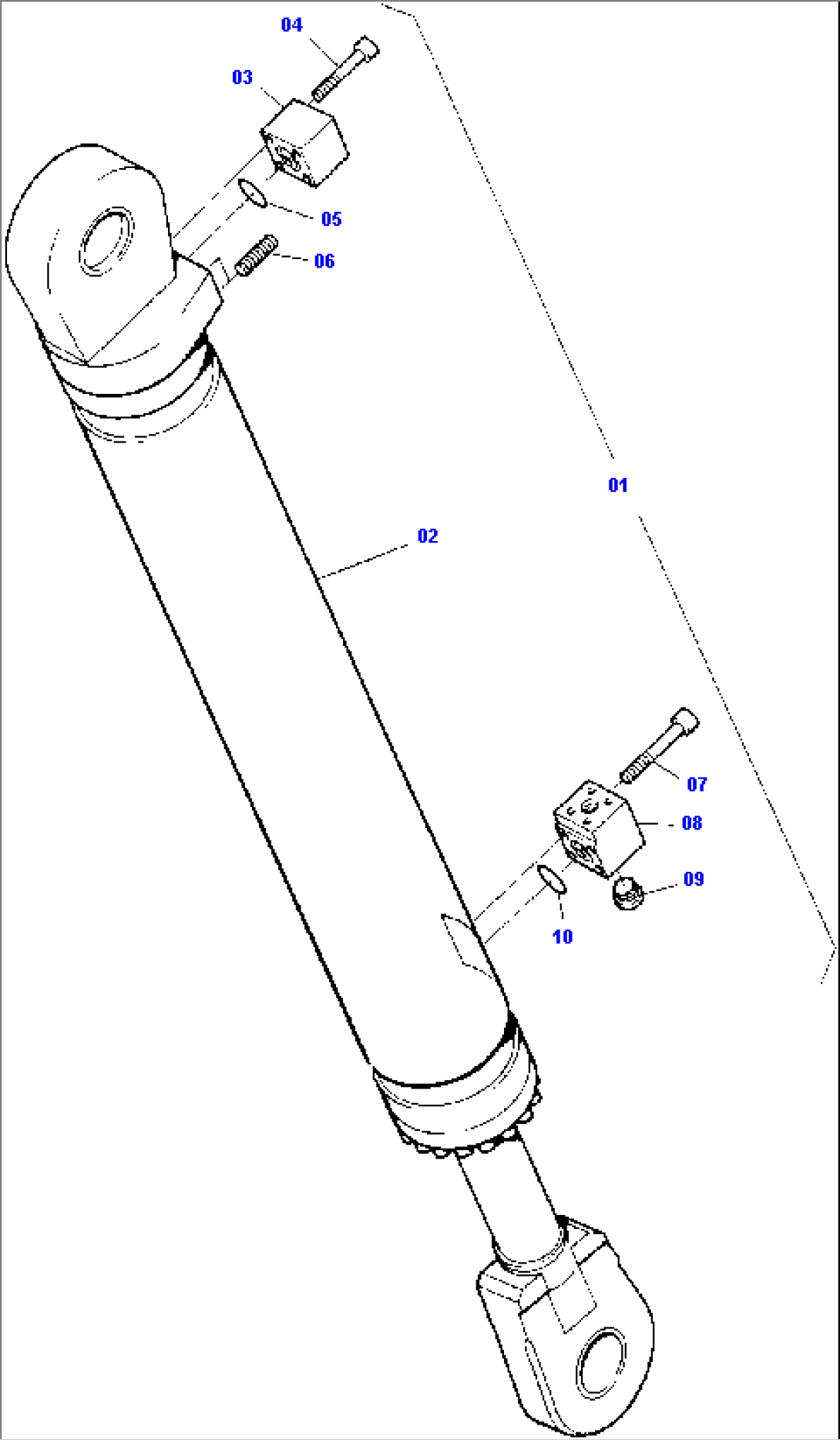 Basic Boom Cylinder with Joining Pieces, R.H. and L.H.