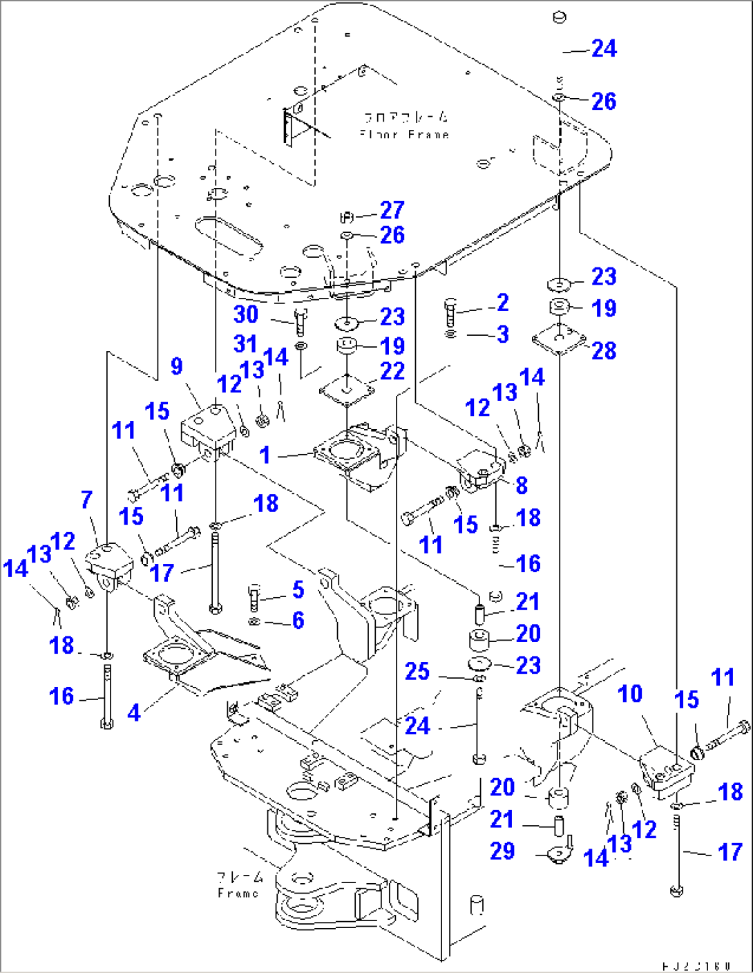 FLOOR FRAME MOUNTING PARTS (FOR ROPS CANOPY)