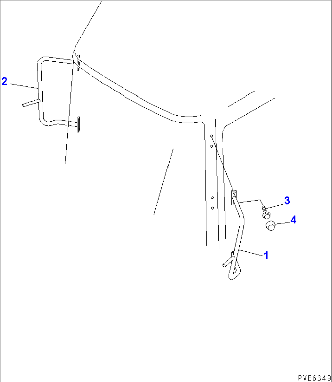 CAB STAY (FOR REAR VIEW MIRROR) (KOHAG¤ ROPS CAB)(#53001-54000)