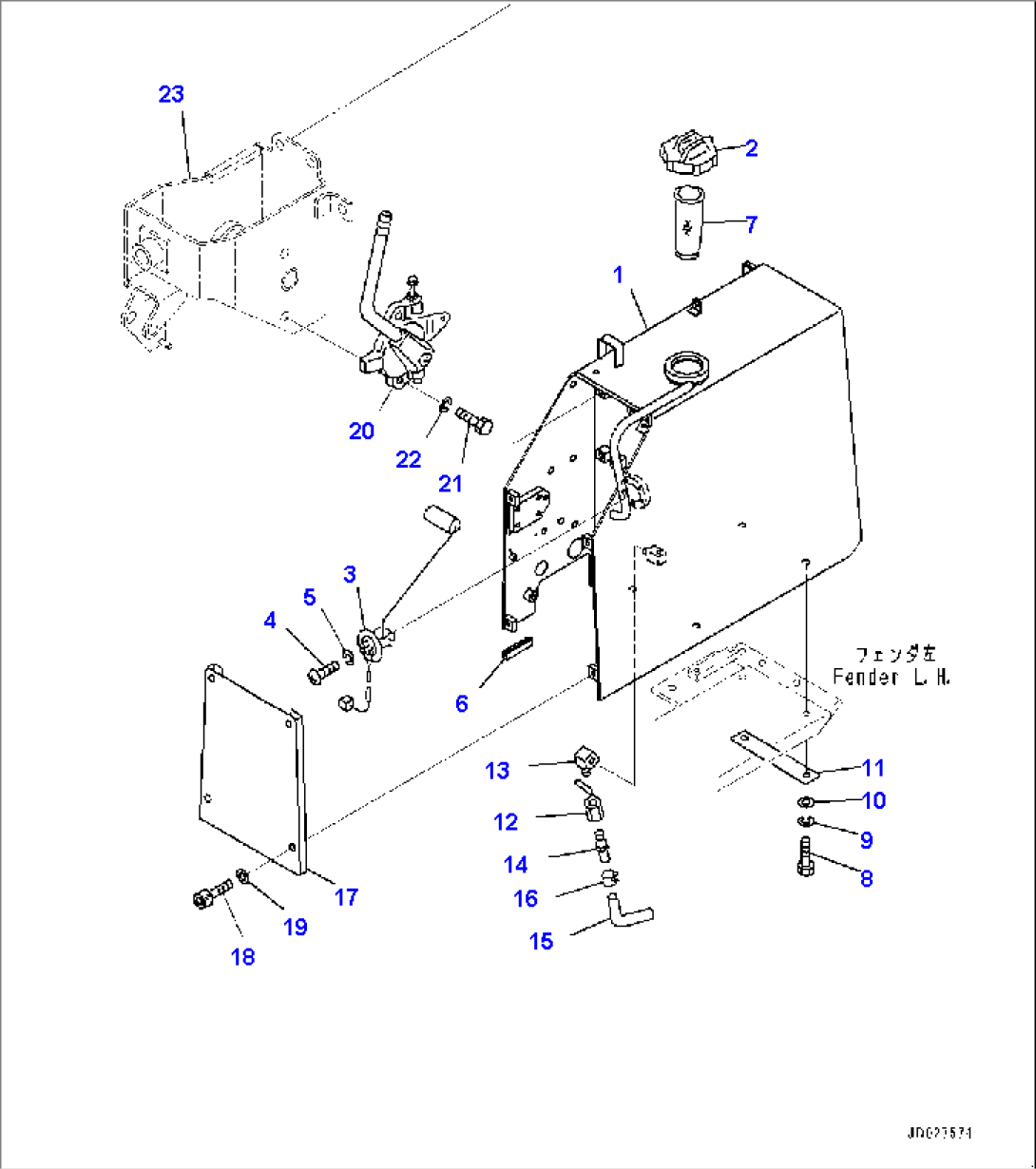 Fuel Tank and Controls, Fuel Tank and Fuel Control Lever (#90210-)
