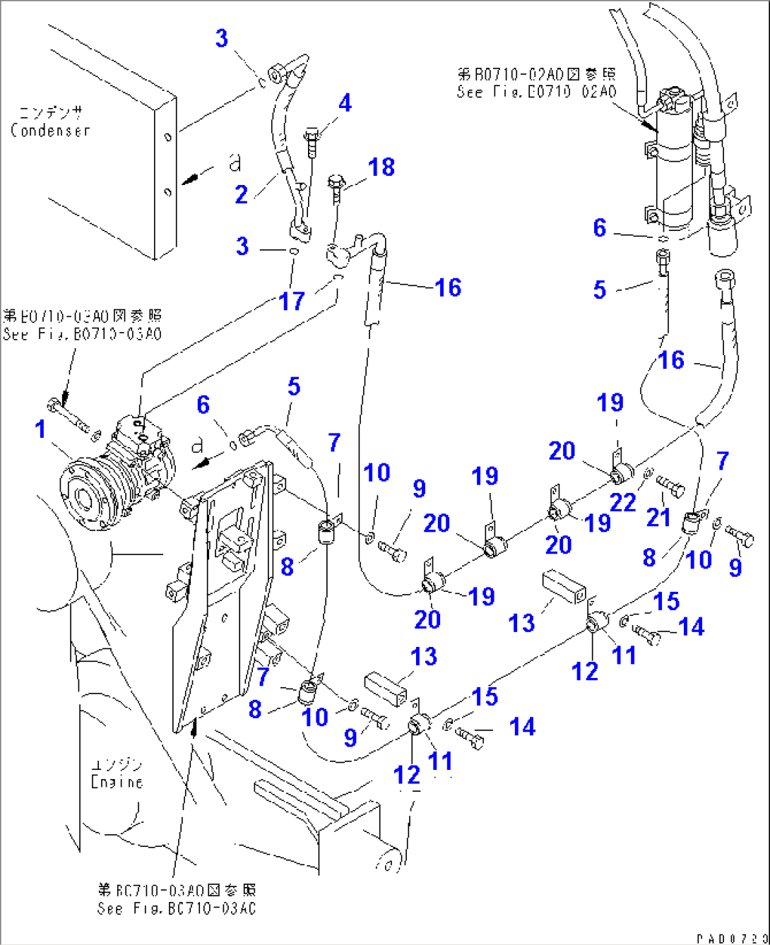 AIR COMPRESSOR PIPING (1/2) (SANDY AND DUSTY TERRAIN SPEC.)(#61055-)