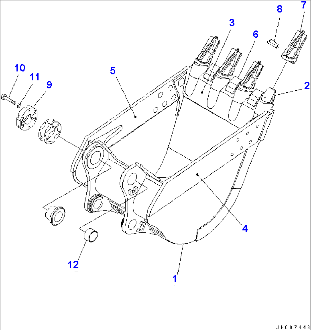 2.0M3 HORIZONTAL PIN TYPE BUCKET (KMAX TOOTH)(#60087-)