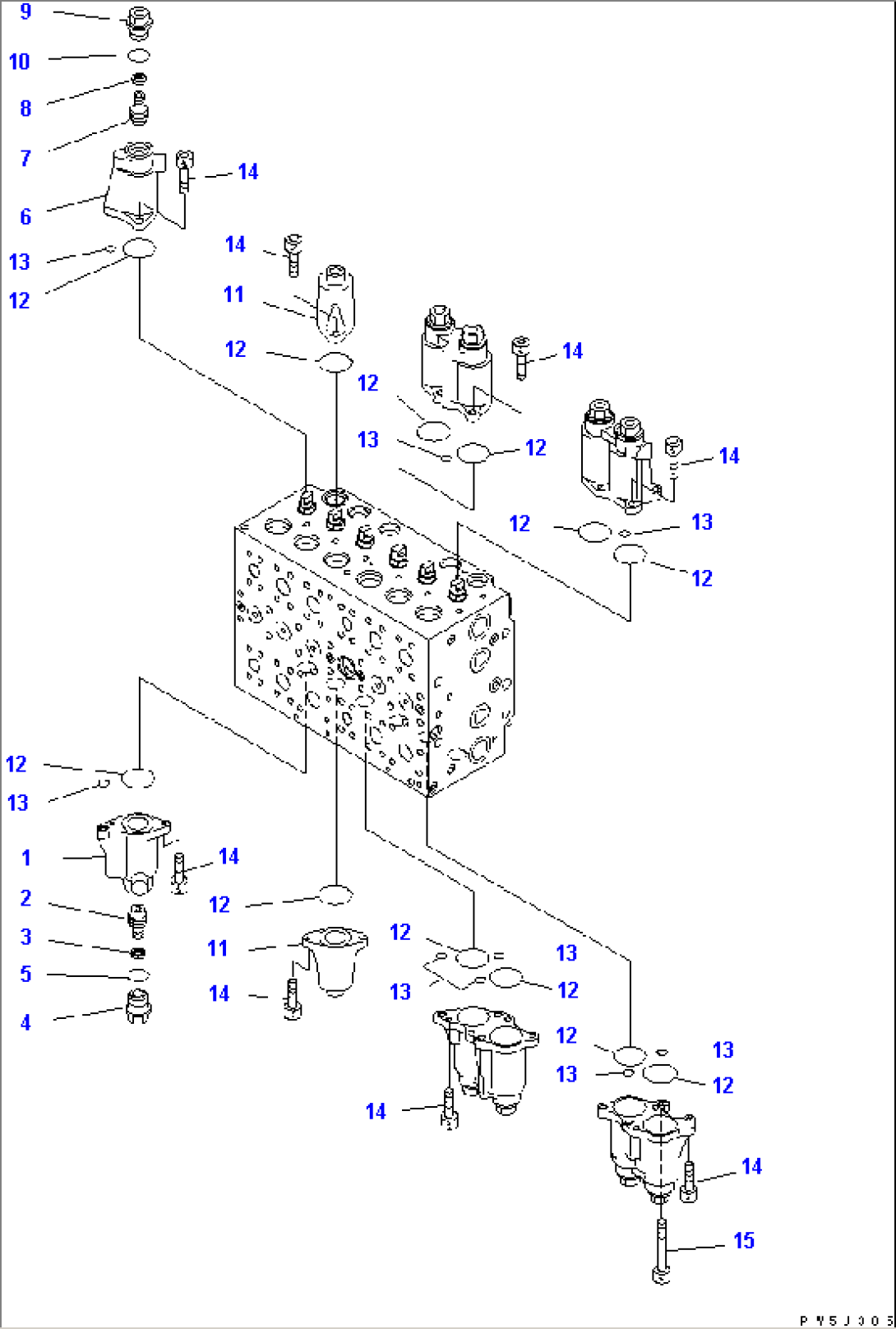 MAIN VALVE (9-SPOOL) (4/22) (FOR TWO-PIECE BOOM)