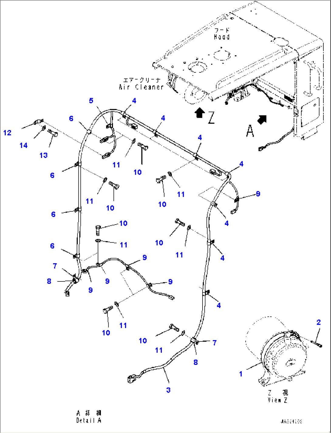 Engine Hood, Wiring Harness (#1001-)