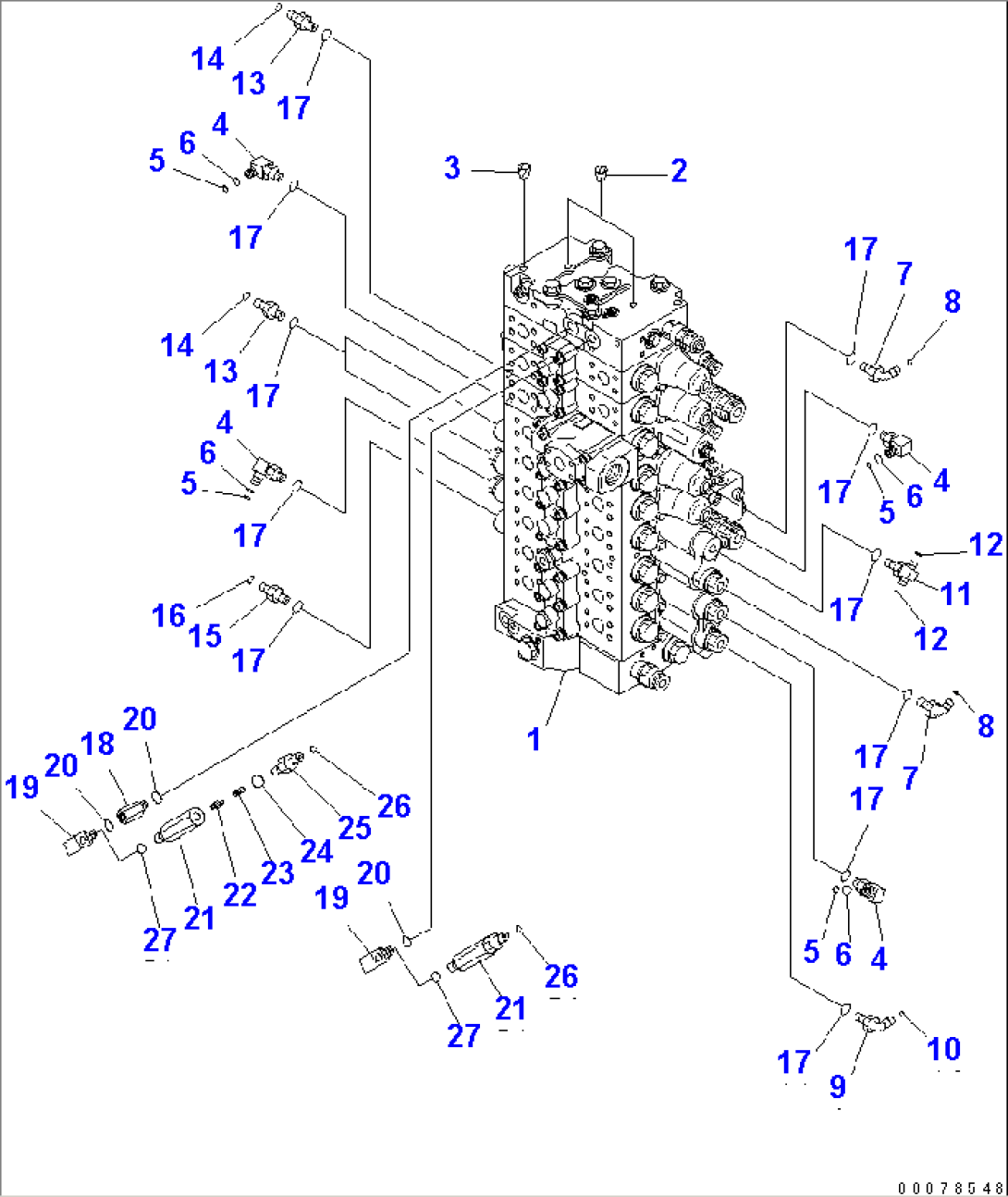 MAIN VALVE (CONNECTING PARTS) (1/2) (2 ACTUATOR) (#K50016-)
