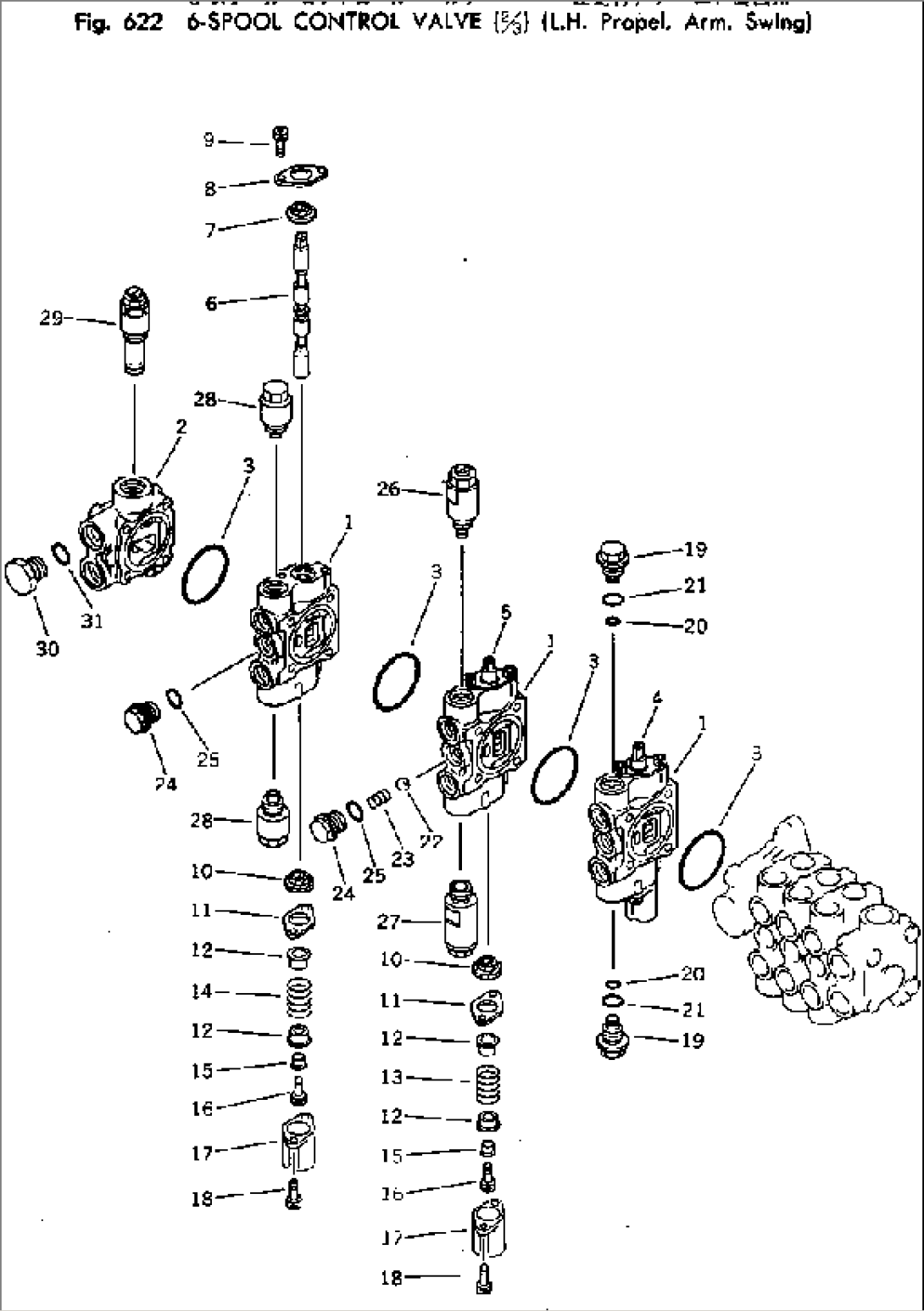 6-SPOOL CONTROL VALVE (2/3)(FOR L.H.PROPEL ARM¤SWING)