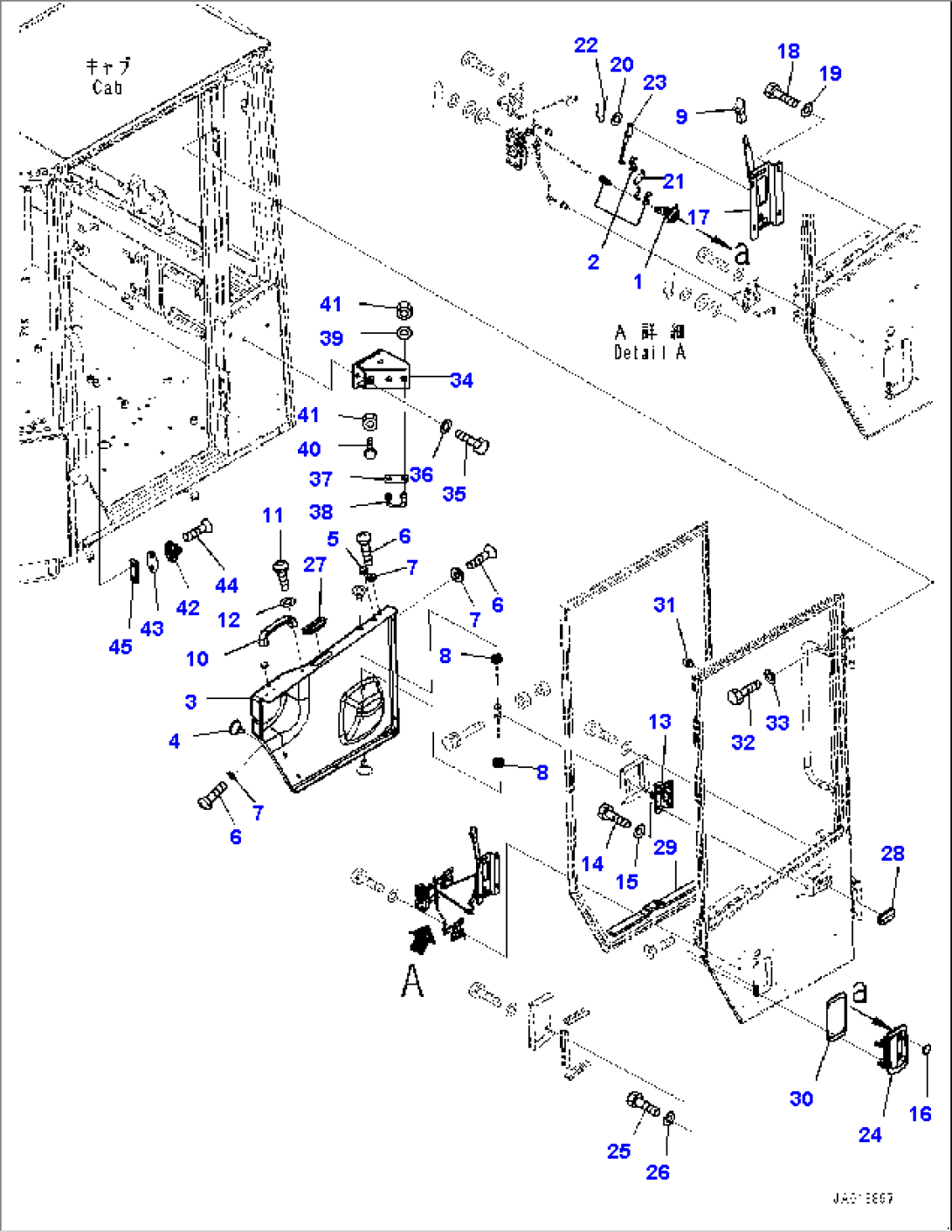 ROPS Cab and Floor Frame Group, Door and Latch, L.H. (2/2) (#80001-)
