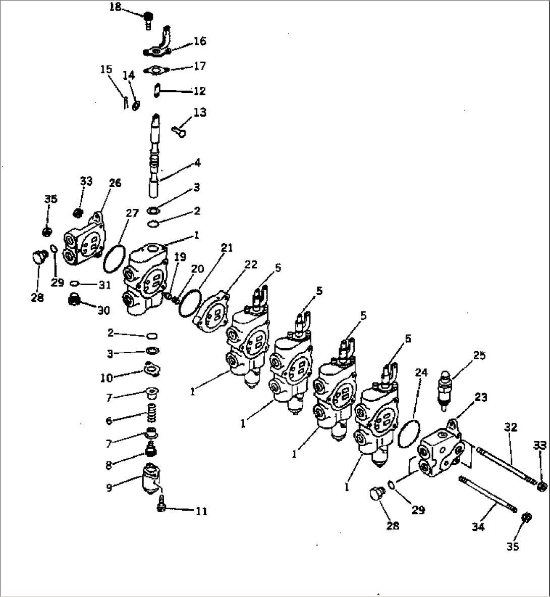 HYDRAULIC CONTROL VALVE¤ L.H. (5-SPOOL)(#1001-1500)