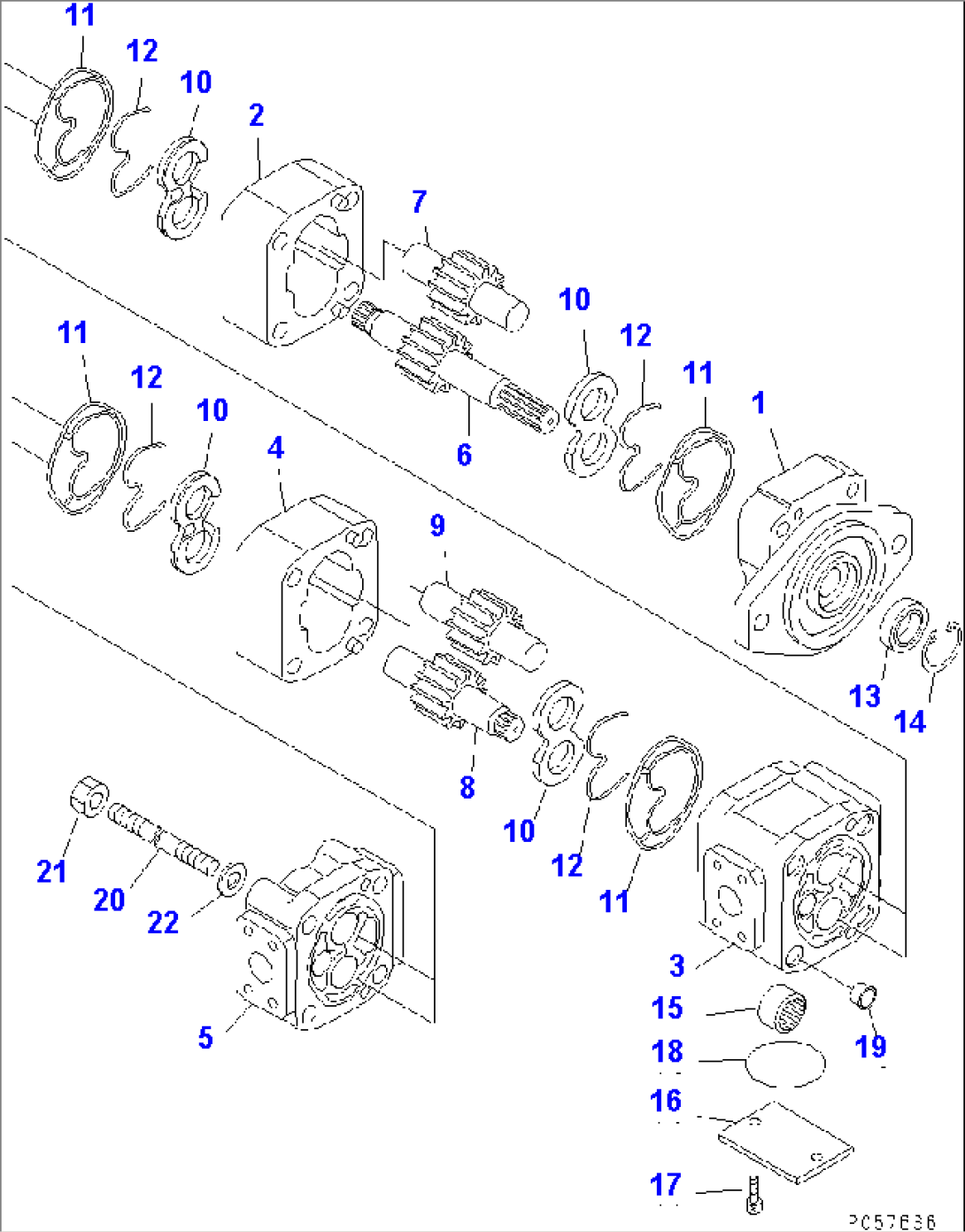 HYDRAULIC PUMP (FOR WORK EQUIPMENT AND STEERING) (WITH SIDE WING)(#4732-)