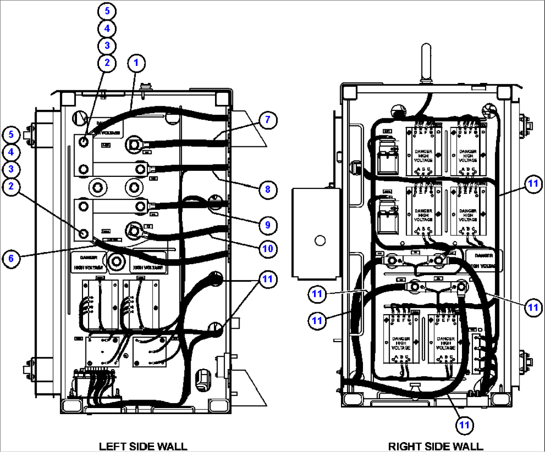 CONT. CAB. - CENTER DOOR L.S. & R.S. WALL WIRING