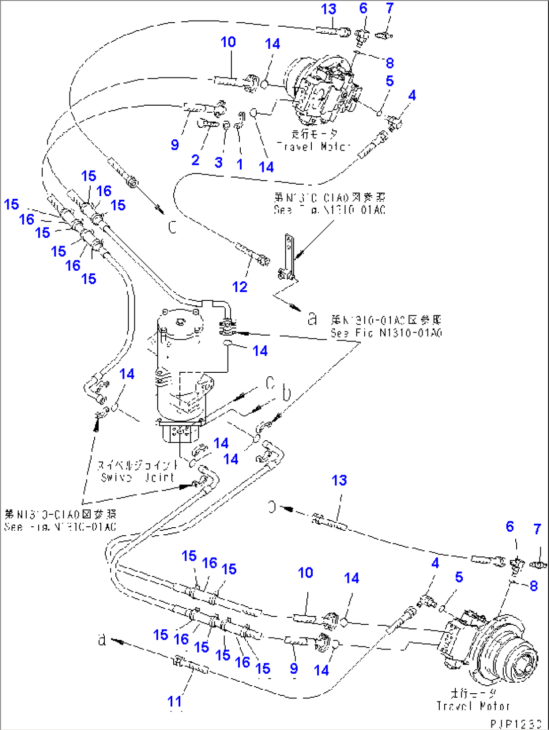 TRAVEL PIPING (MOTOR SIDE)(#K30088-K31999)