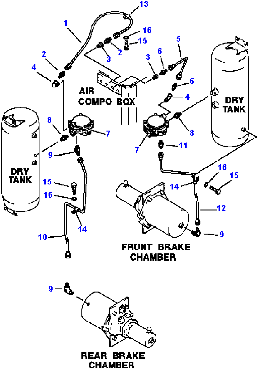 AIR PIPING - TREADLE VALVE TO REAR CHAMBER