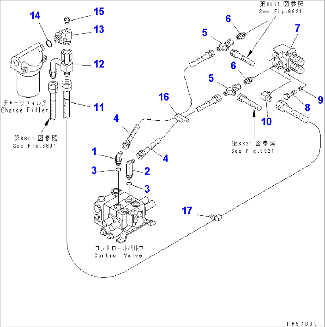 HYDRAULIC PIPING (REAR CONTROL VALVE LINE) (2/3) (CONTROL VALVE TO RELIEF VALVE)