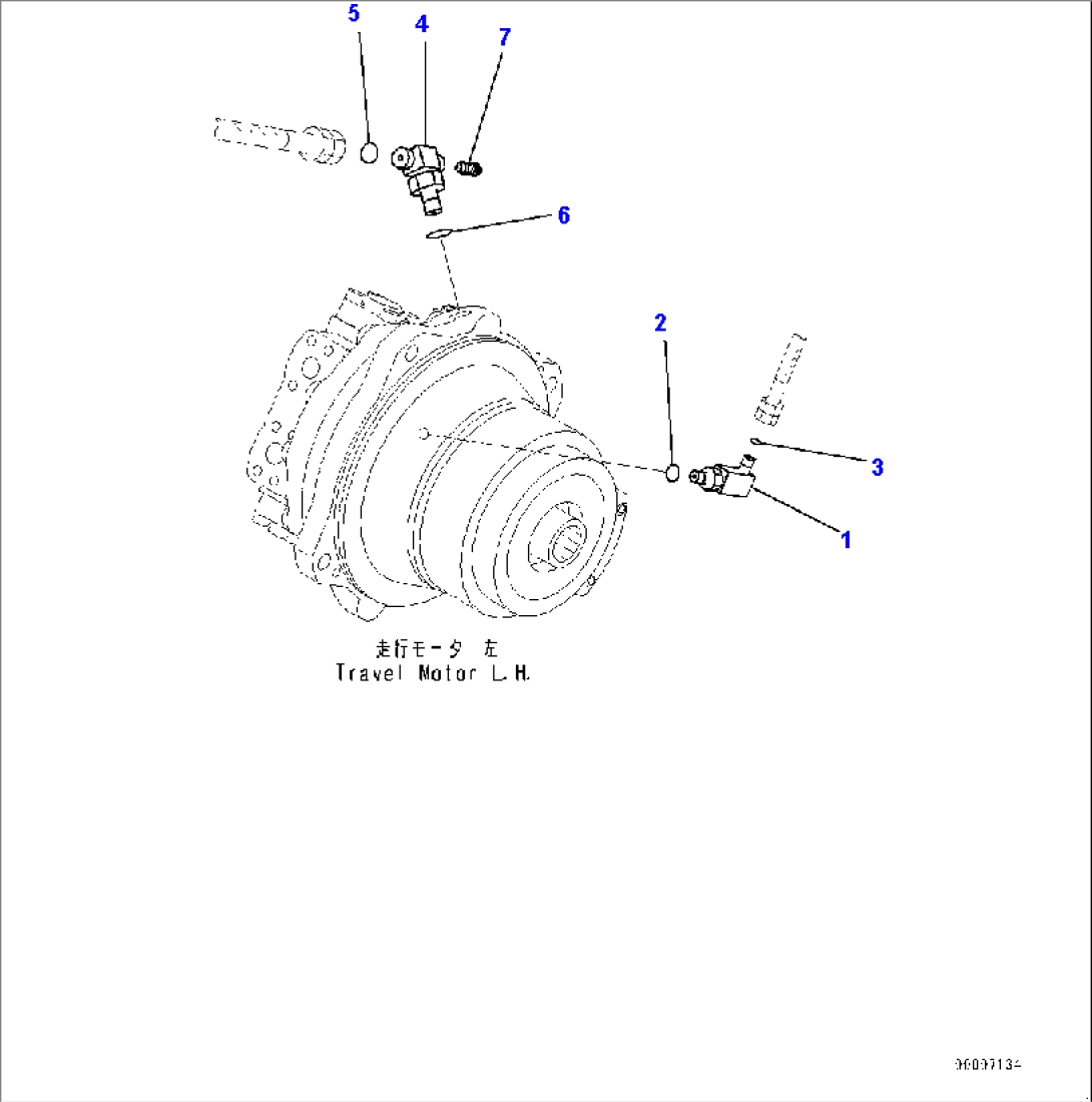 Track Frame, Travel Motor L.H., Related Parts (#70001-)