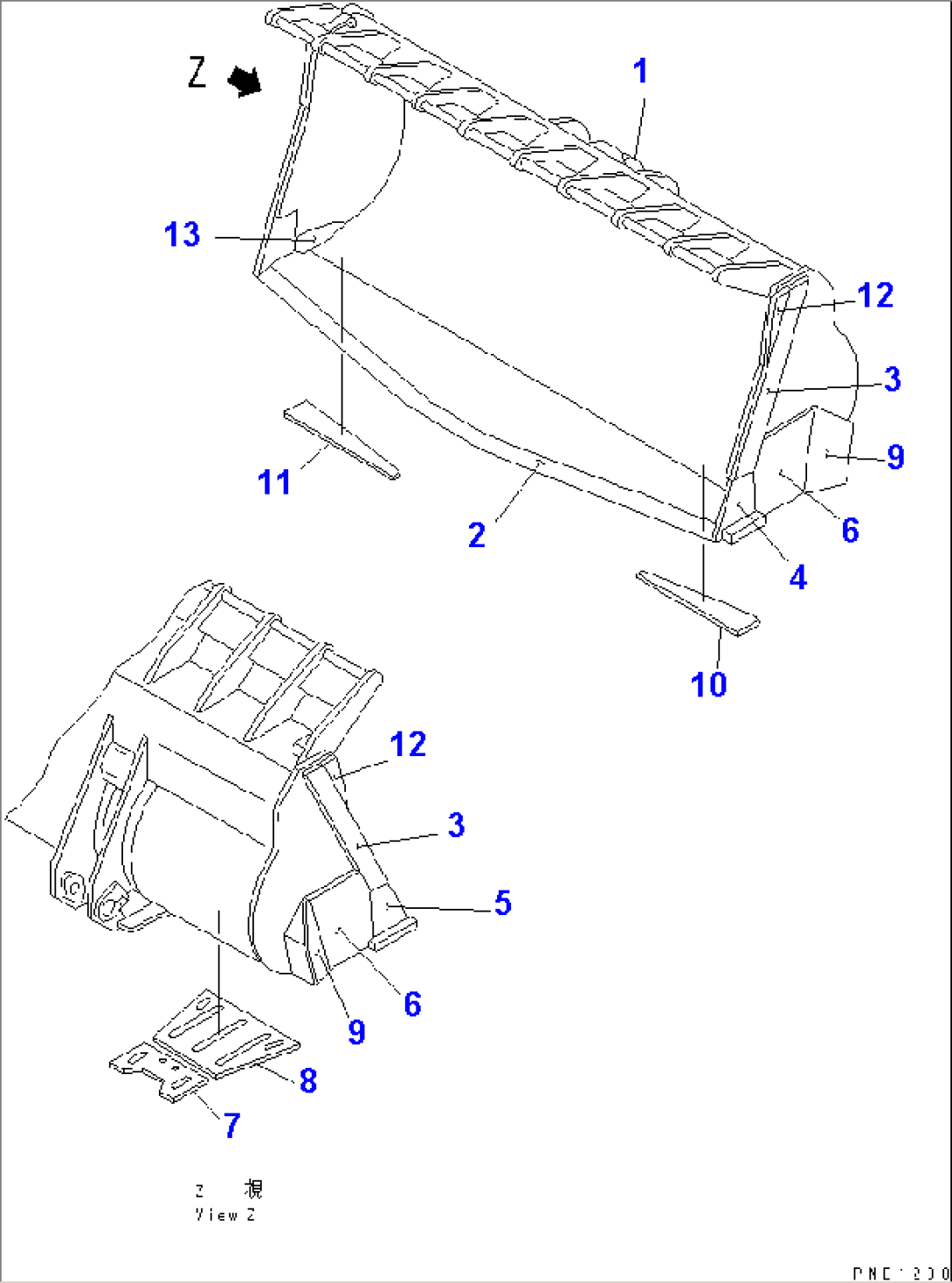 BUCKET¤ 10.5M3 (SPADE NOSE) (WITHOUT TOOTH)(#10501-)