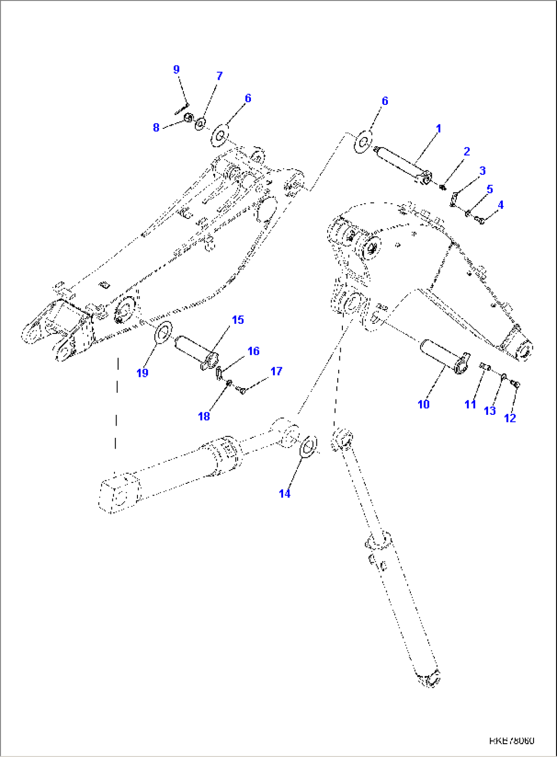 2-PIECE BOOM, FOR MACHINE WITH BOOM HOLDING VALVE, TOP PIN AND BOTTOM PIN (1/2)