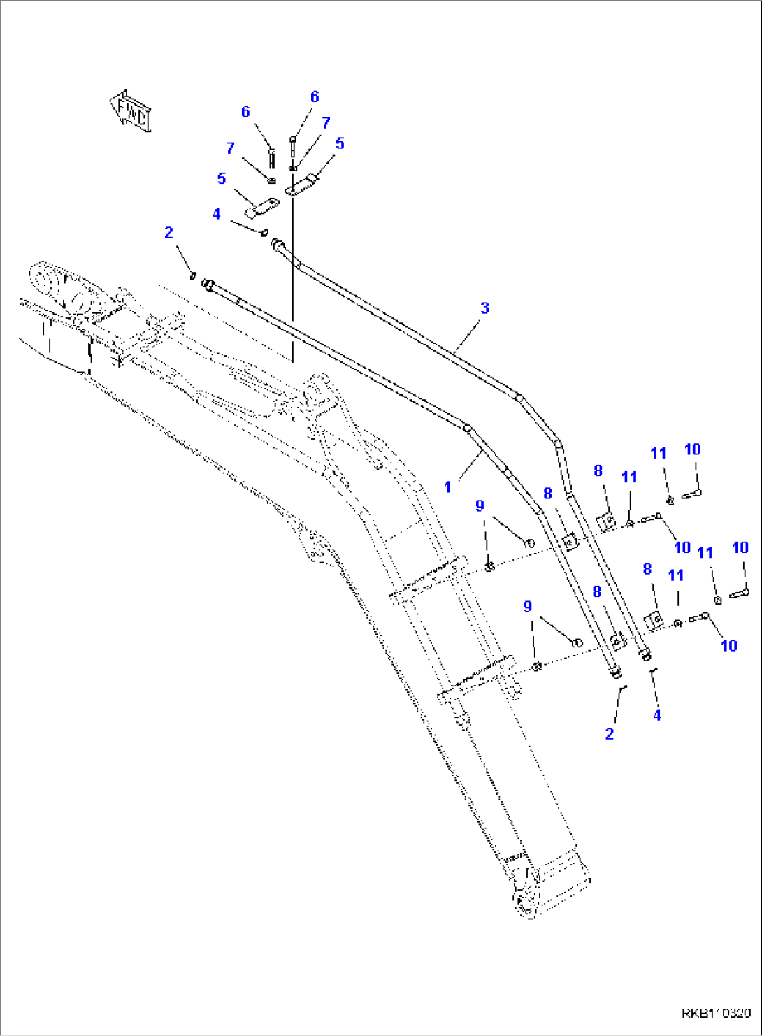 HYDRAULIC PIPING (ATTACHMENT LINE) (4/6), 1 AND 2-ATTACHMENT