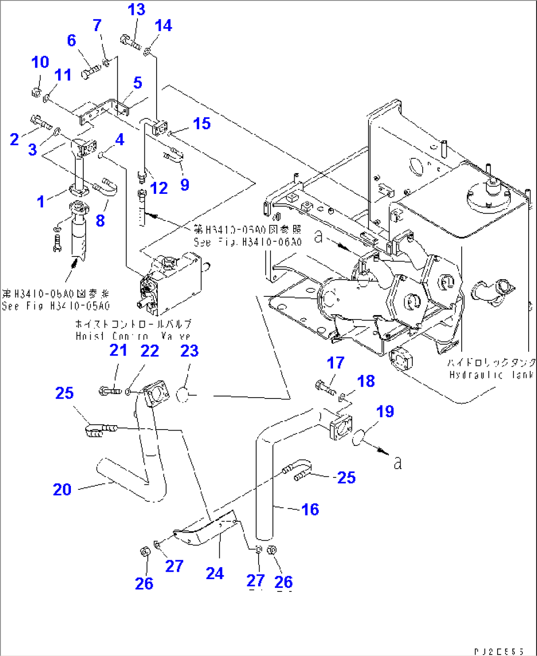 HYDRAULIC PIPING (HOIST AND BRAKE COOLING) (WITH OIL FILTER SENSOR)