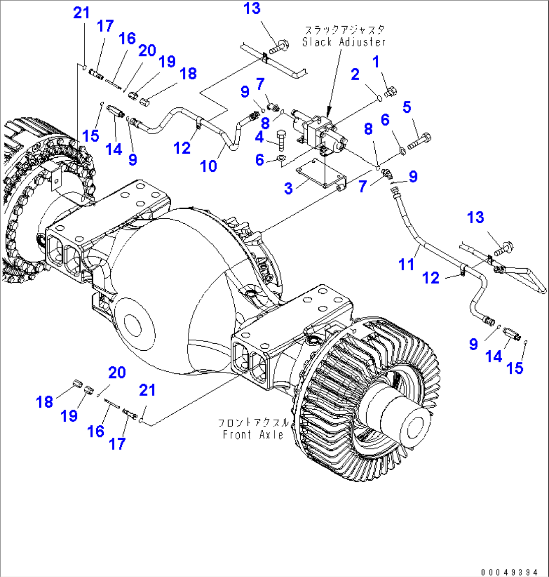 FRONT AXLE (BRAKE PIPING) (1/2) (FOR BRAKE COOLING SYSTEM)(#55001-)