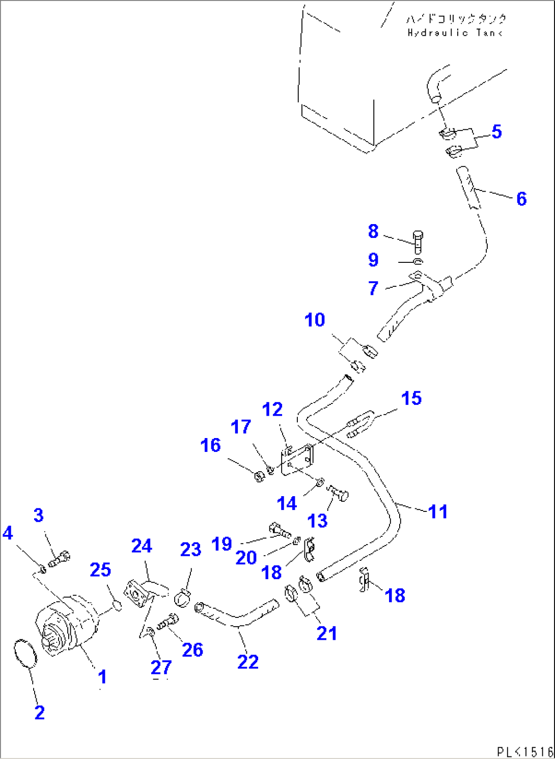 HYDRAULIC PIPING (TANK TO PUMP)(#41184-)