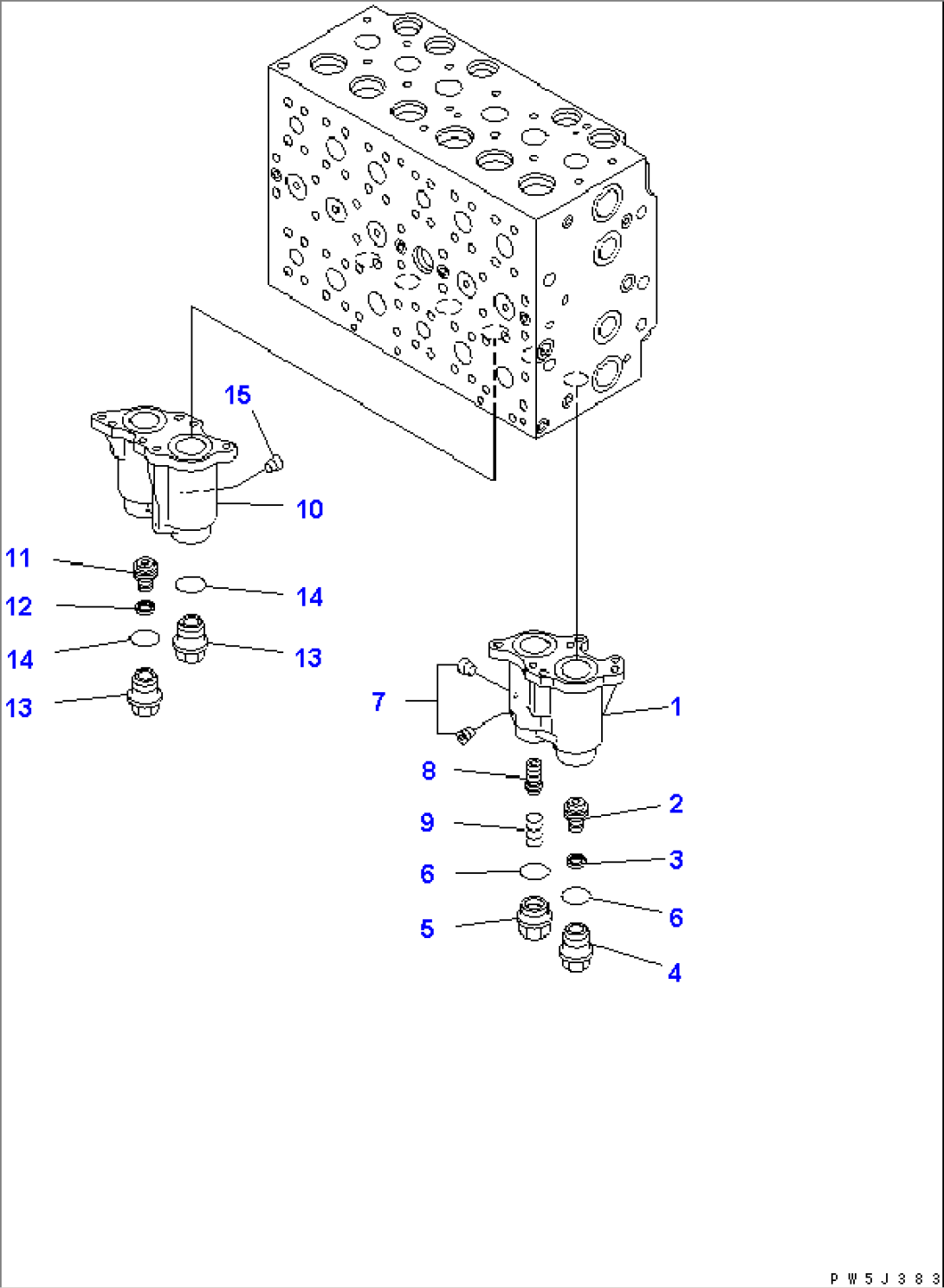 MAIN VALVE (9-SPOOL) (2/22) (FOR TWO-PIECE BOOM)