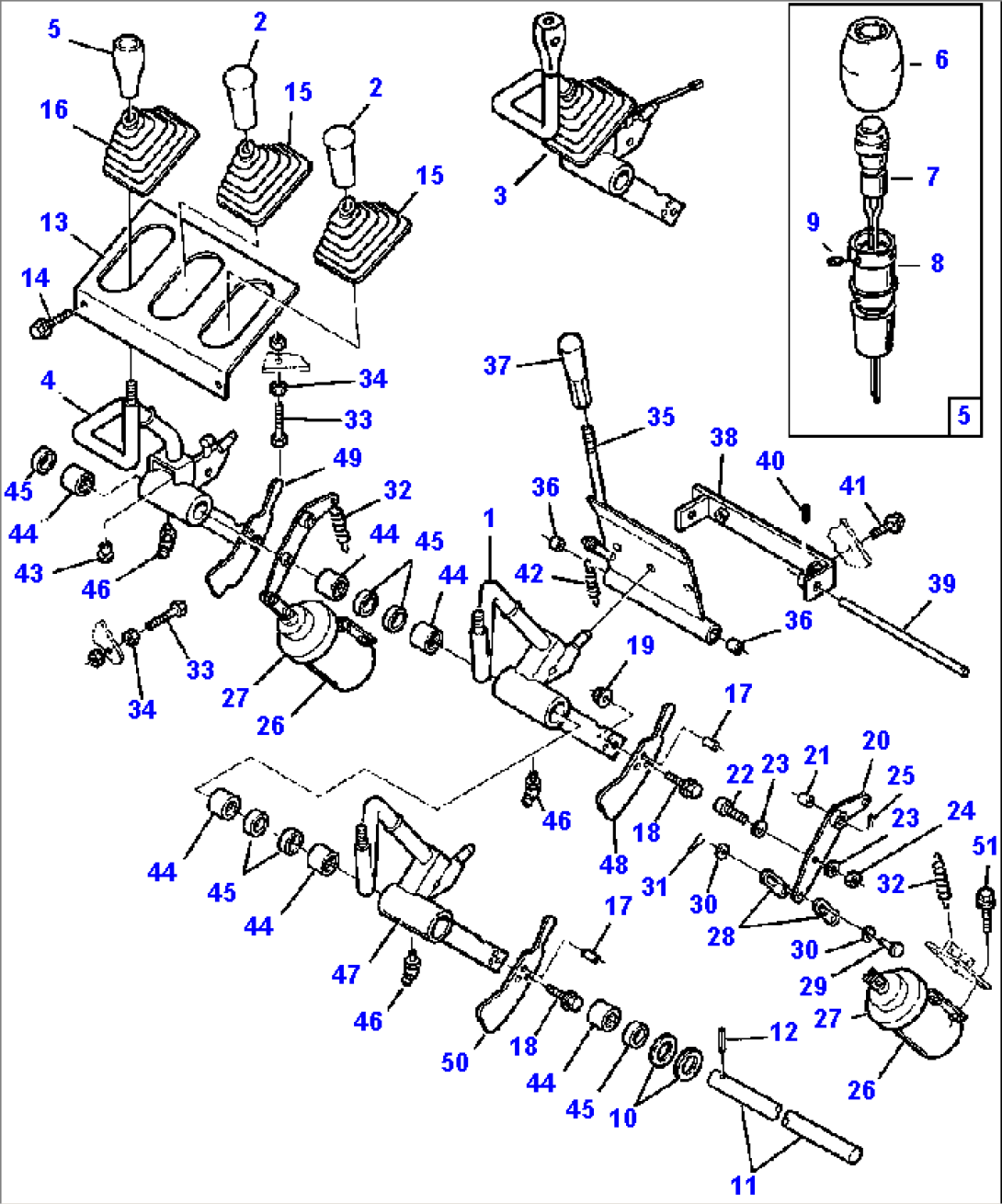 FIG NO. 6620 EQUIPMENT CONTROL LEVERS FOR MACHINES WITH THREE SPOOL CONTROL VALVE