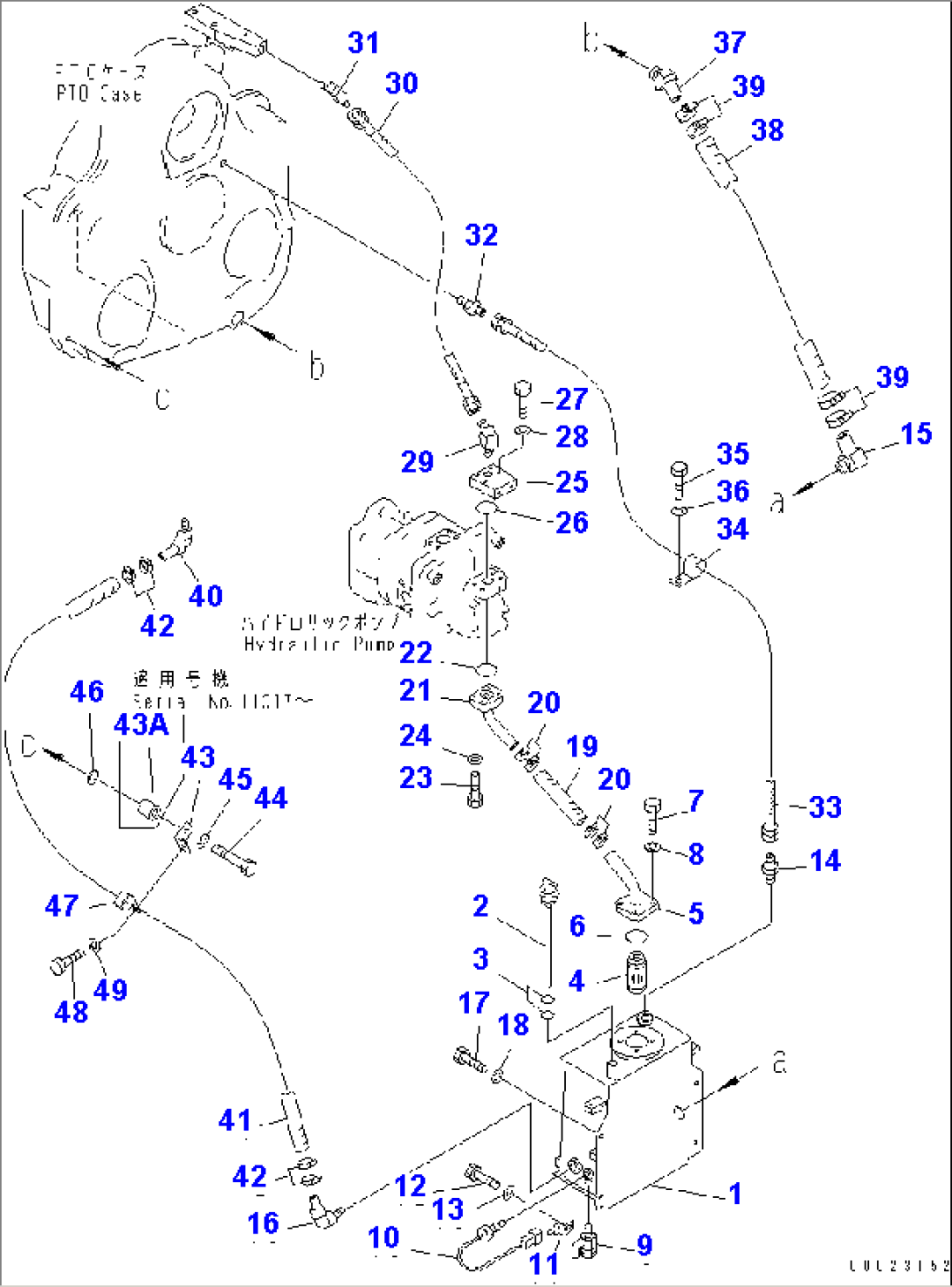 POWER TAKE OFF (PIPING) (SUCTION AND RETURN LINE)(#11002-)