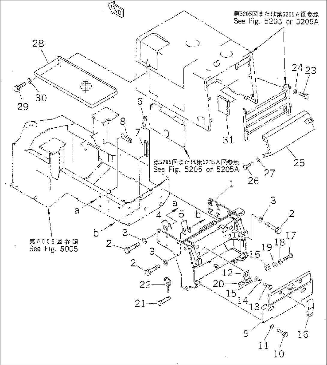 BACK HOE MOUNTING PARTS (1/4) (MACHINERY COMPARTMENT)(#20001-)