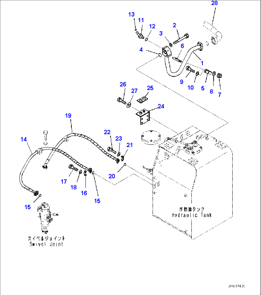 Hydraulic Tank, Oil Cooler Piping (#65001-)