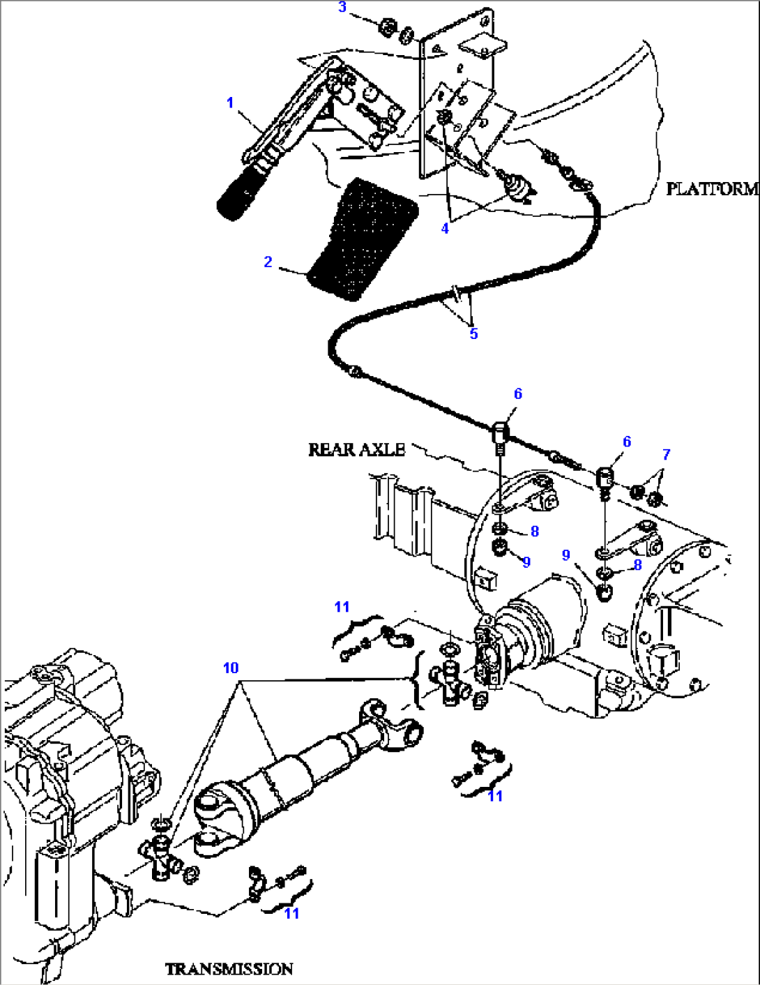 FIG. F3100-01A0 HAND BRAKE AND REAR PROPELLER SHAFT