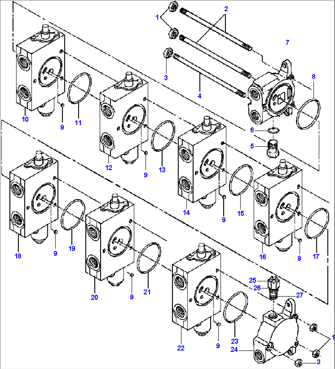 FIG. H5180-02A17 CONTROL VALVE - R.H. BANK - 7 VALVES