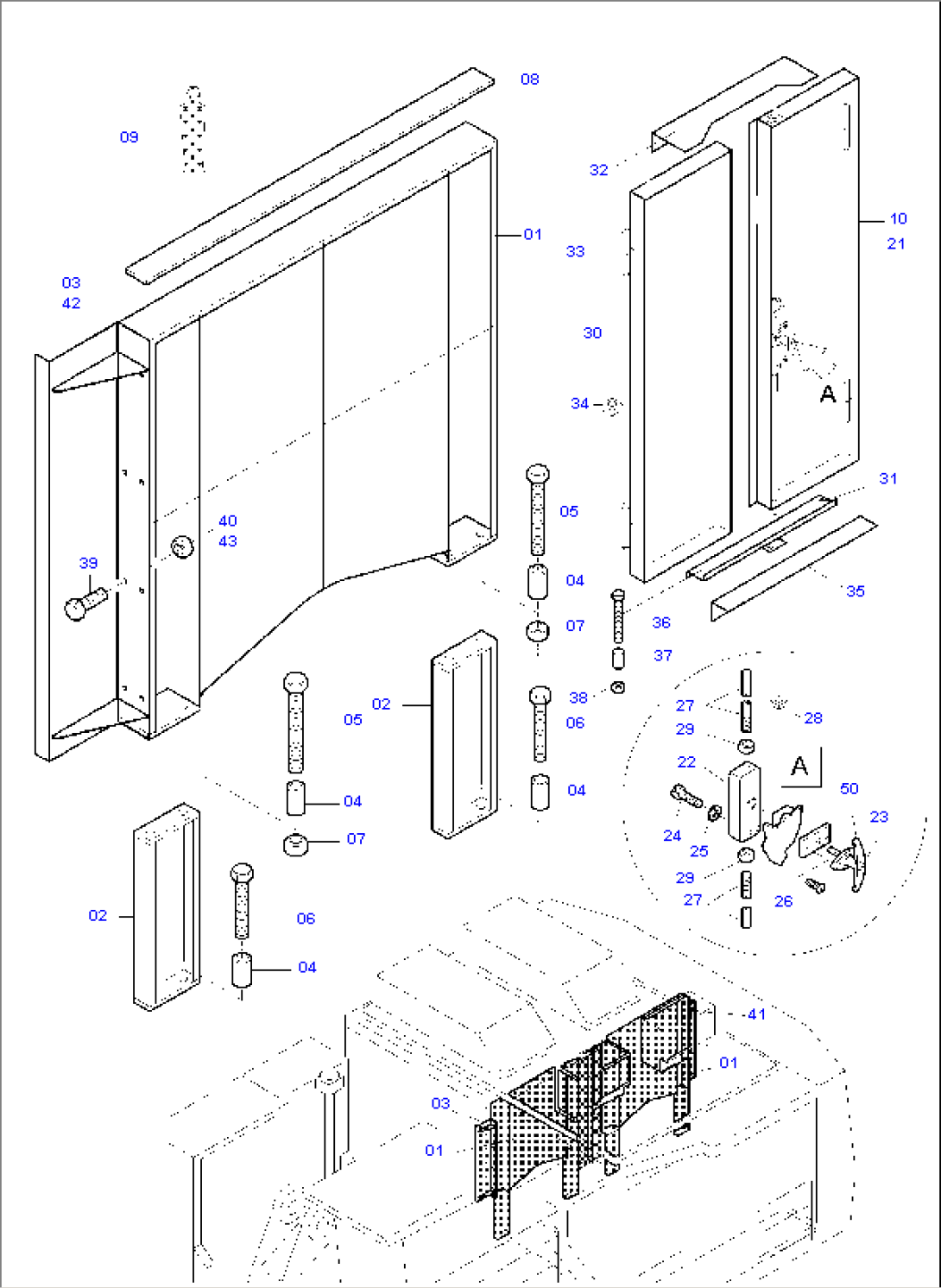 Fire precaution wall with doors