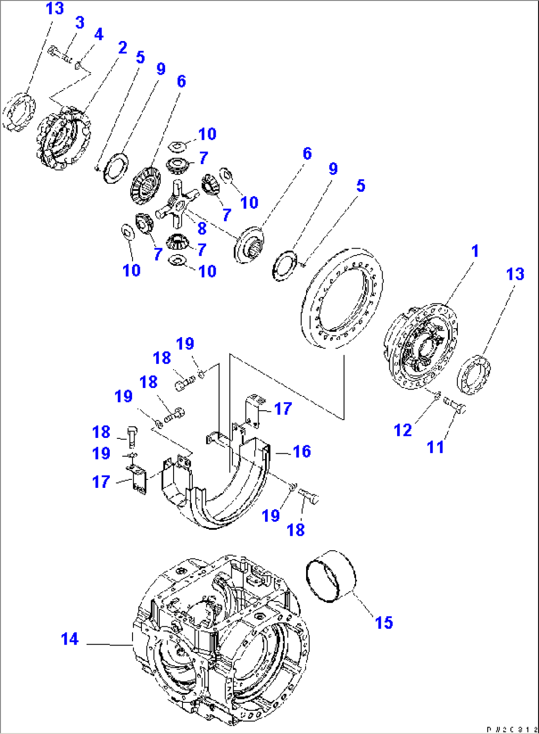 REAR AXLE (DIFFERENTIAL¤ 2/2)(#60001-62345)