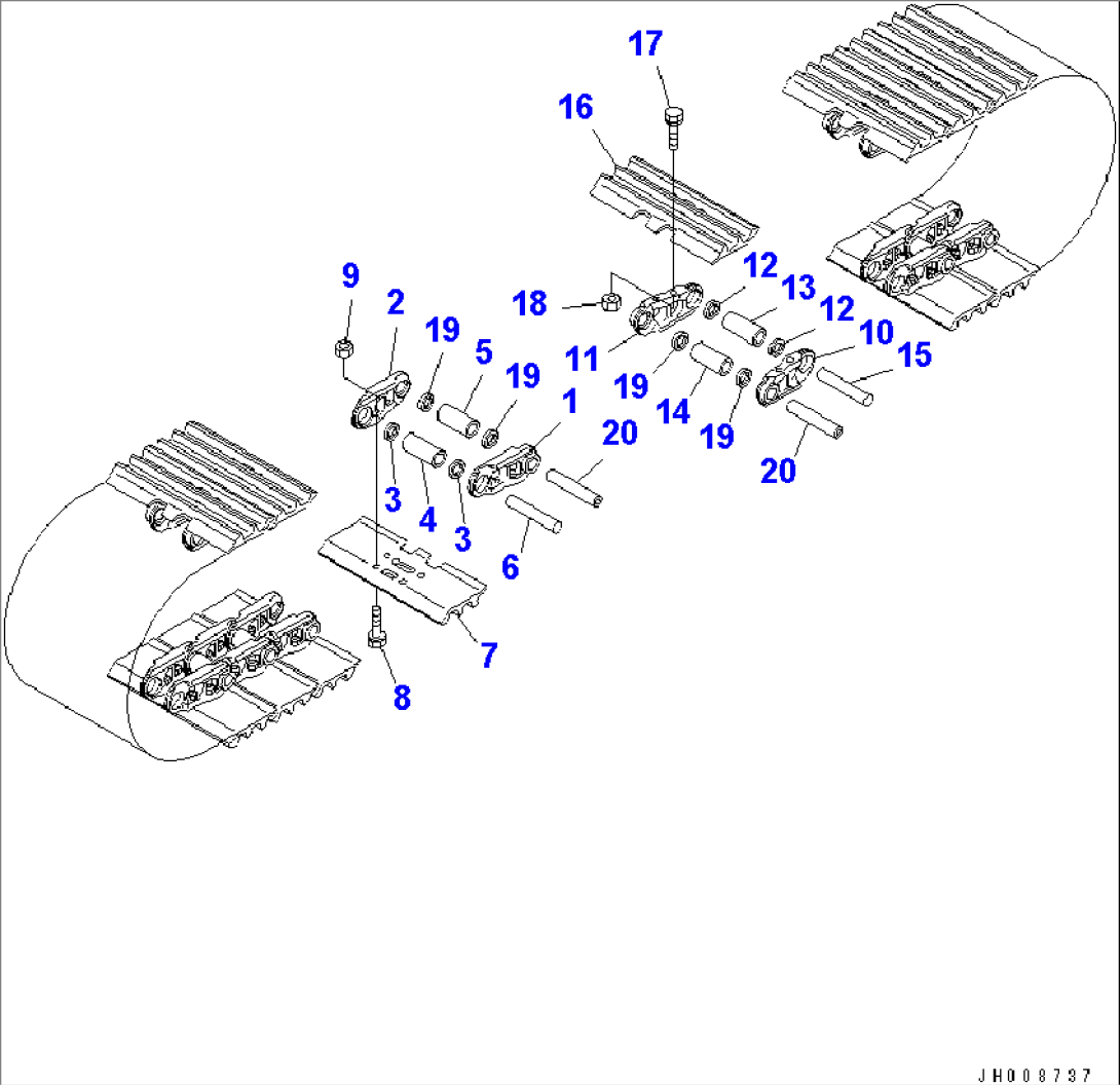 TRACK SHOE (HOLED TRIPLE GROUSER SHOE ) (700MM WIDTH) (GREASE SEALED TYPE) (98 SET)