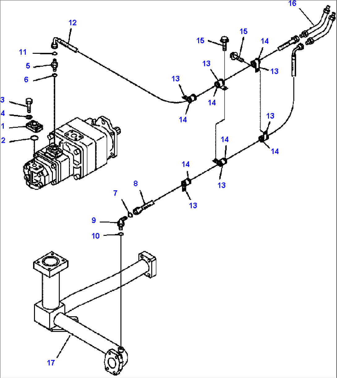 FIG. H0210-09A0 HYDRAULIC PIPING - REAR DIFFERENTIAL LOCK LINE