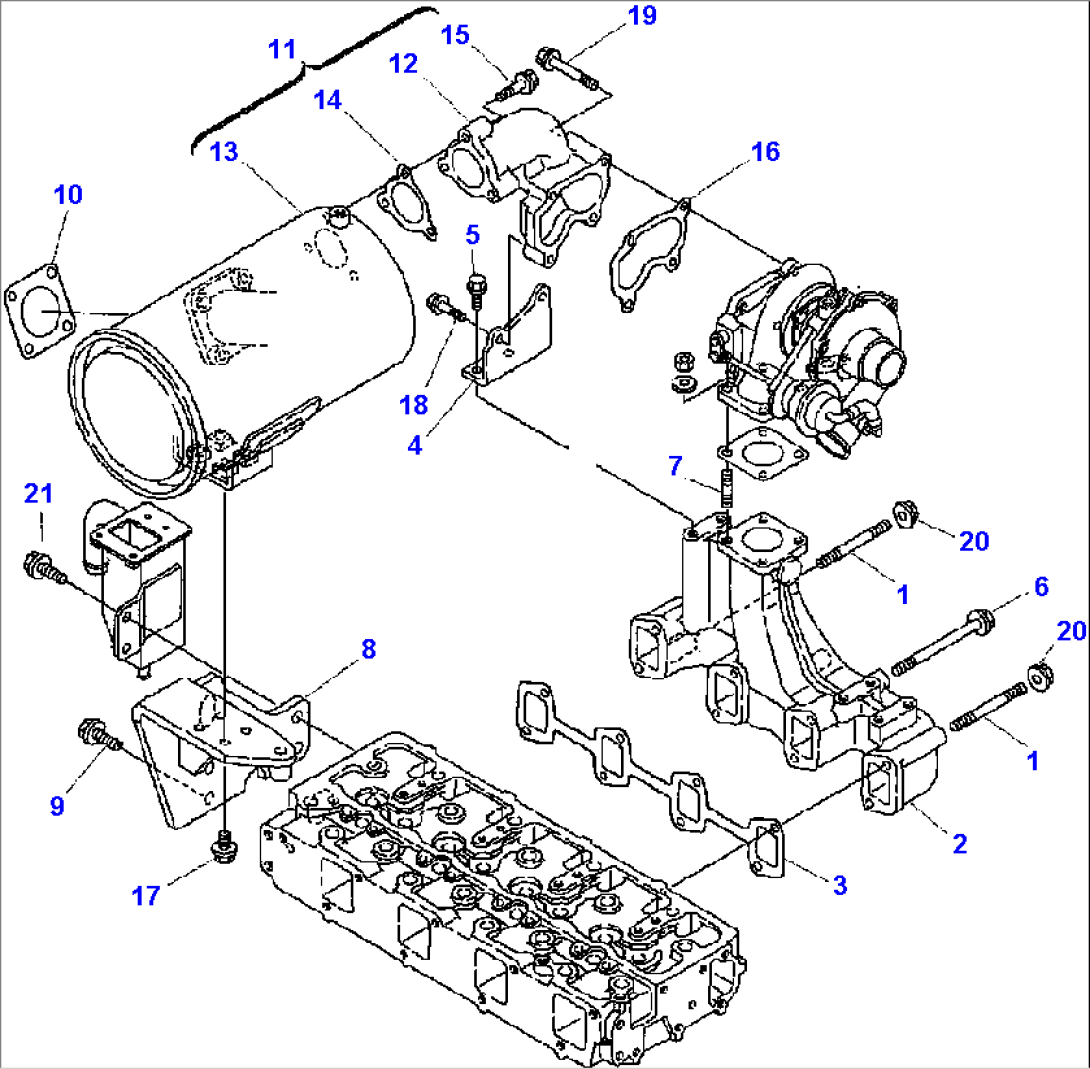 FIG. A0126-01A0 EXHAUST MANIFOLD AND MUFFLER - TURBO ENGINE