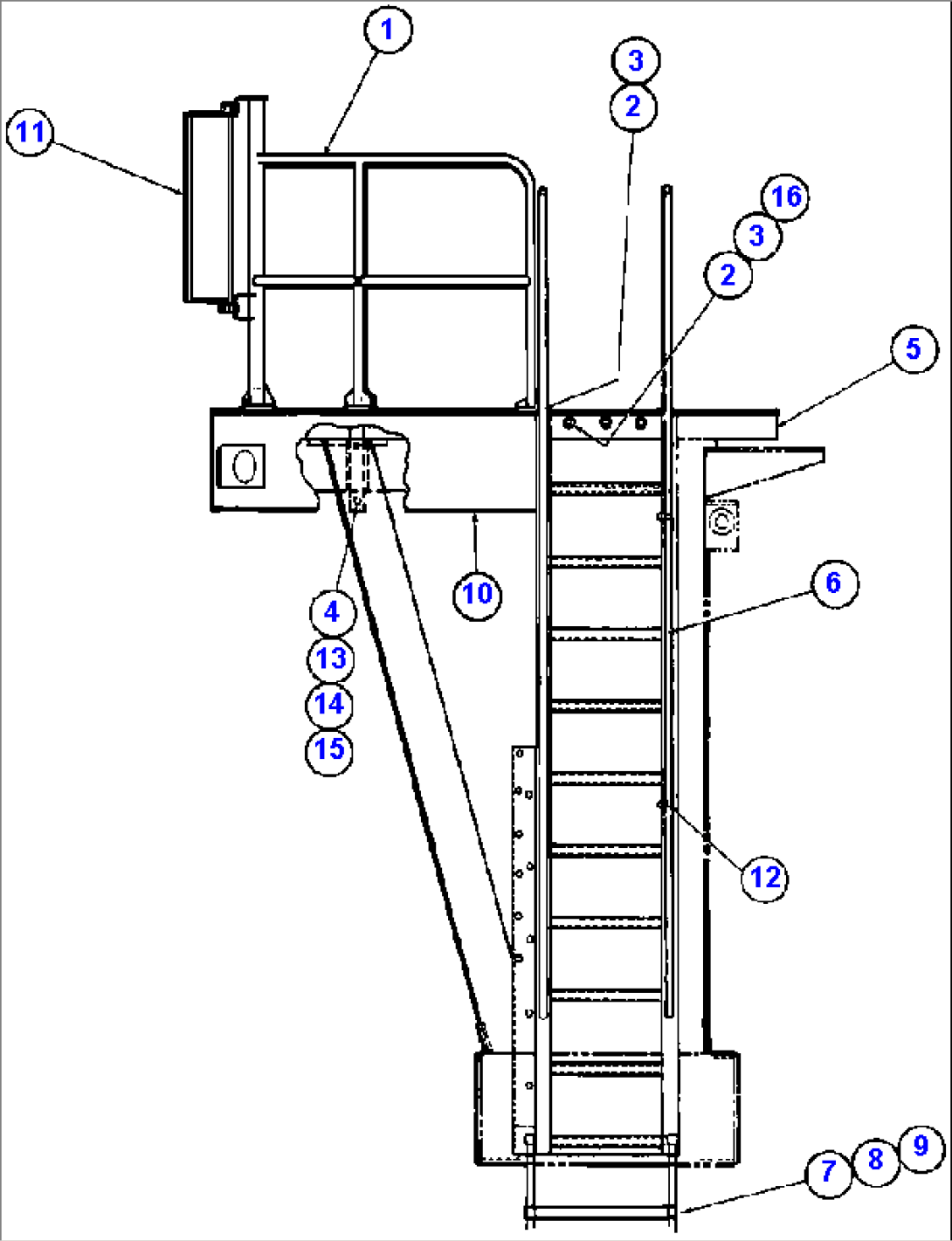 RIGHT DECK, HANDRAIL & LADDER