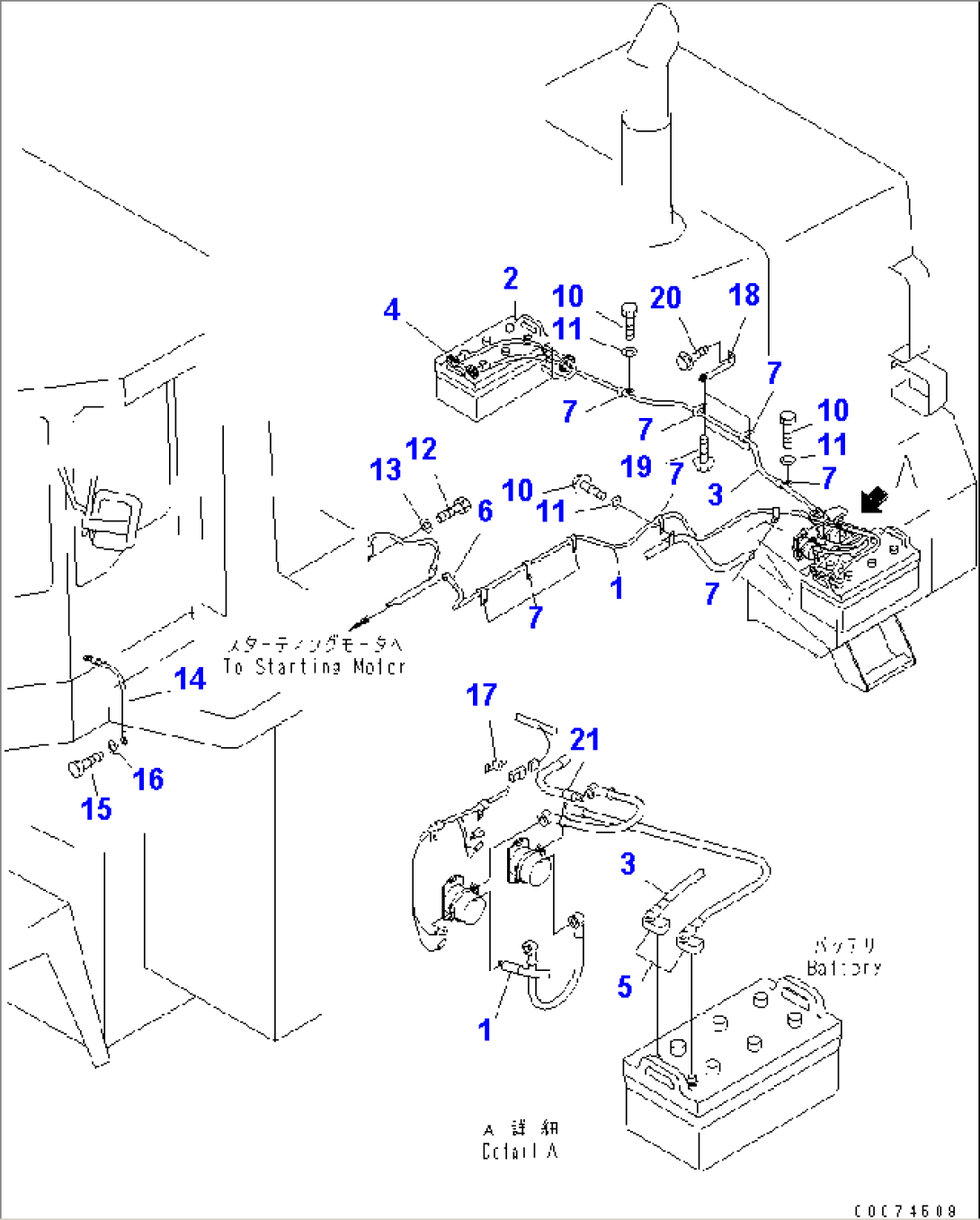 REAR HARNESS (BATTERY LINE)(#51075-)