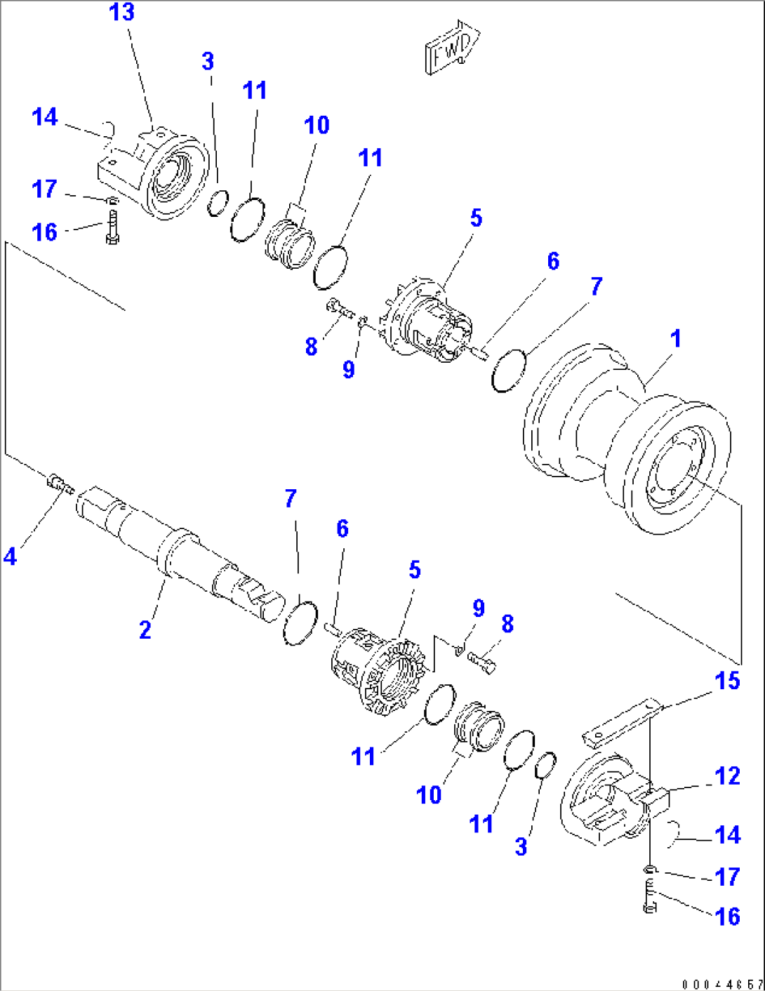 TRACK ROLLER (SINGLE) (FOR SLAG HANDLING) (L.H.)(#37553-)