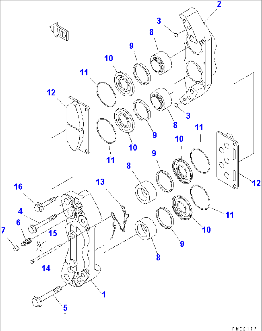 FRONT AXLE (BRAKE CALIPER¤ R.H.)