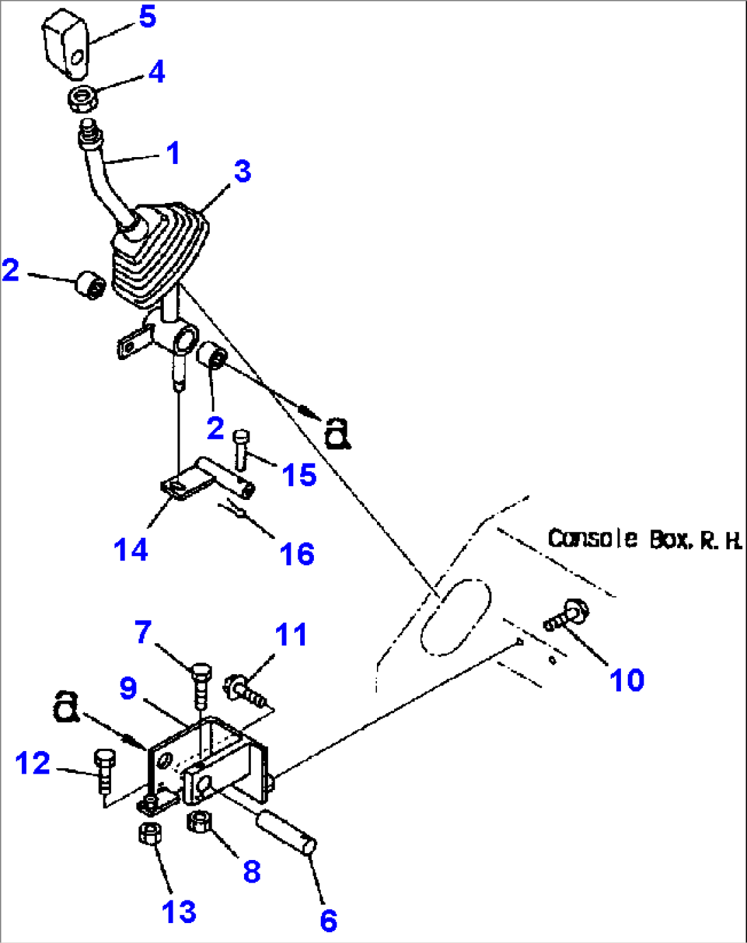 FIG NO. K4500-02A1 LOADER CONTROL (CONTROL LEVER) (ATTACHMENT CONTROL LEVER) (WITH 3-SPOOL CONTROL VALVE)