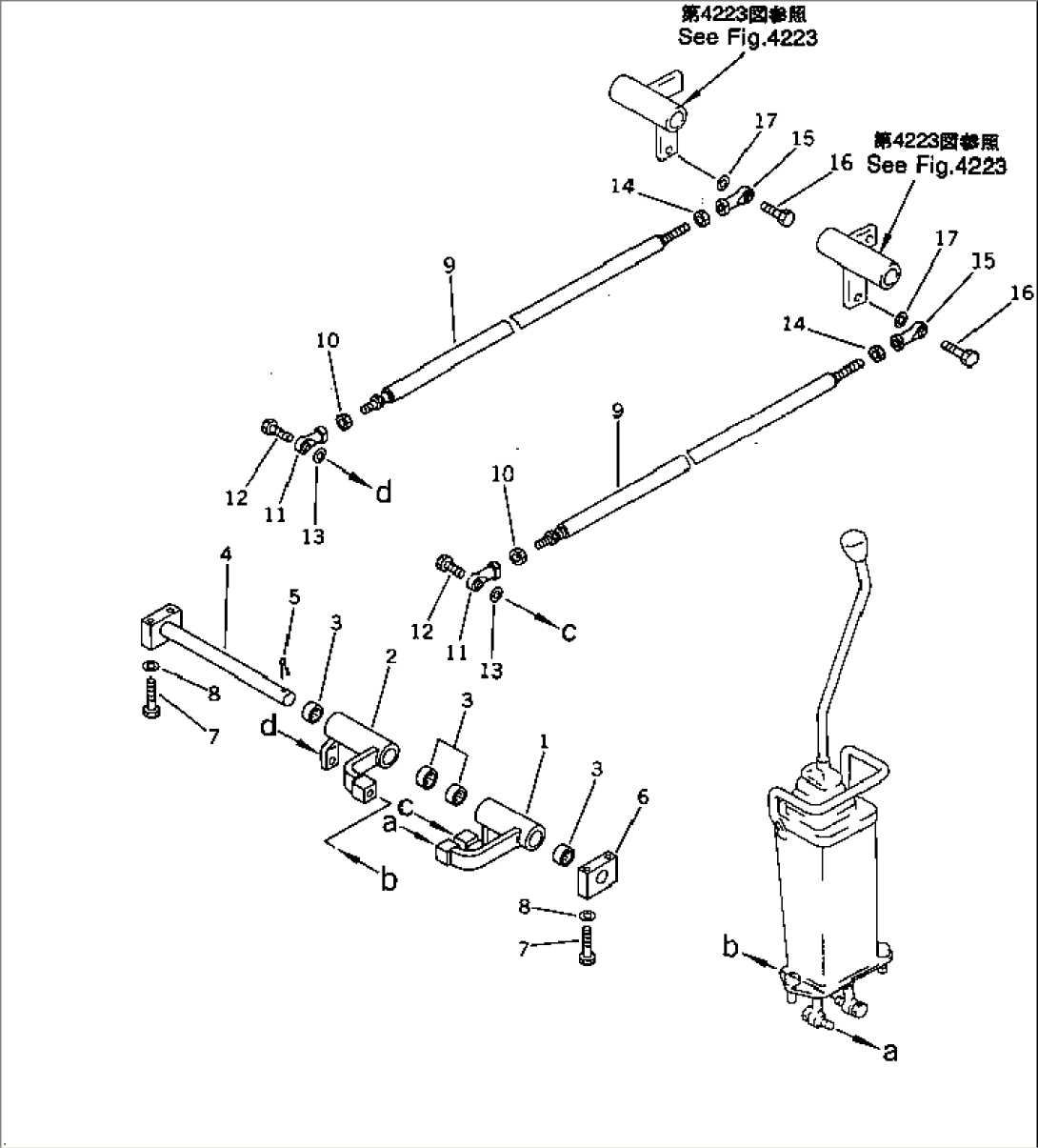 WORK EQUIPMENT CONTROL LINKAGE (1/2) (FOR ARM¤SWING)