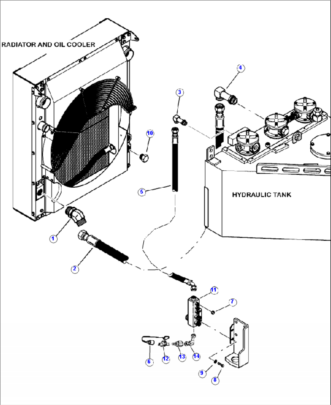 H1001-01A0 HYDRAULIC PIPING OIL COOLER AND RETURN OIL MANIFOLD TO HYDRAULIC TANK