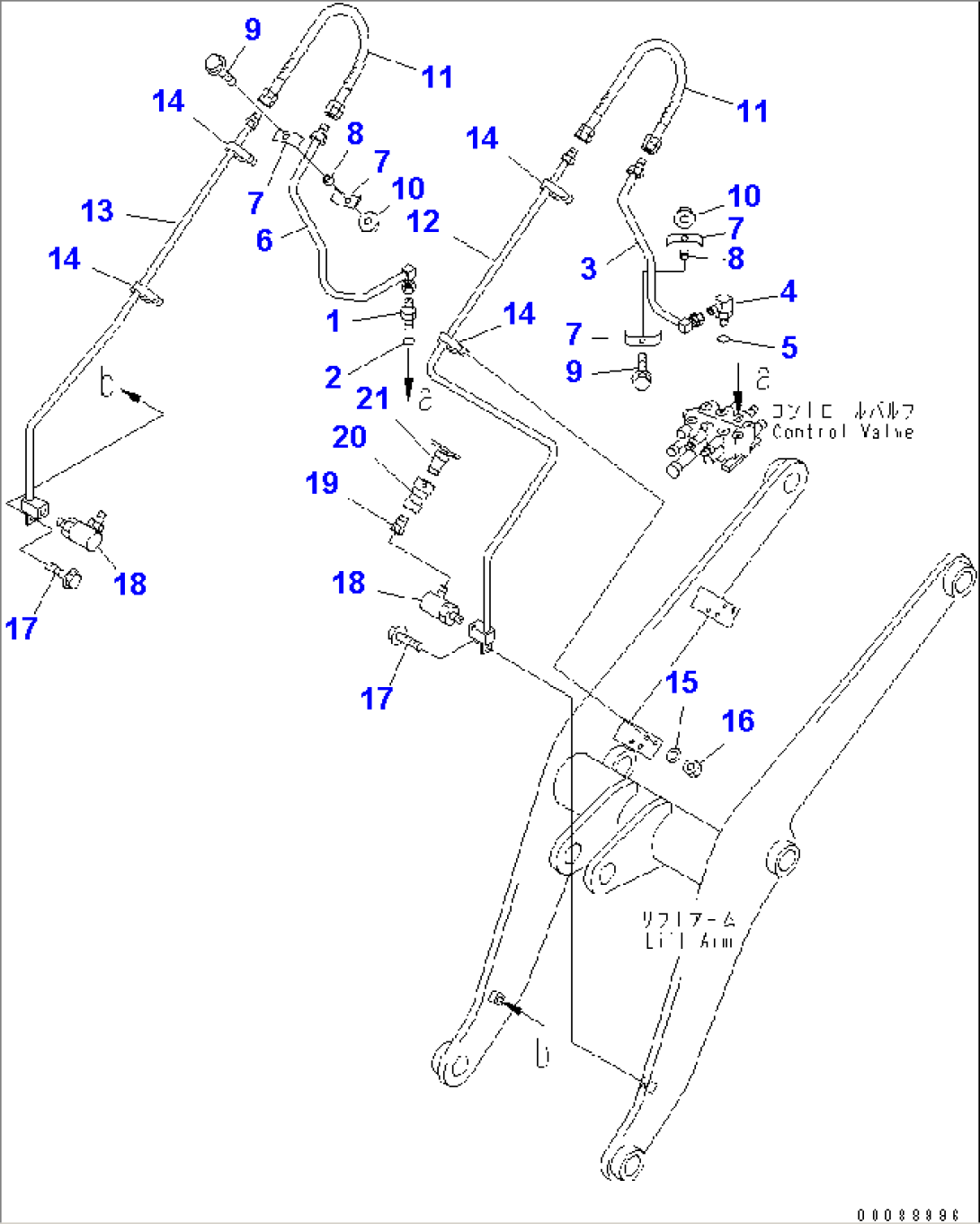 HYDRAULIC PIPING (FRONT ATTACHMENT LINE) (3V PIPING SHORT TYPE) (FOR HIGH LIFT)(#16092-)