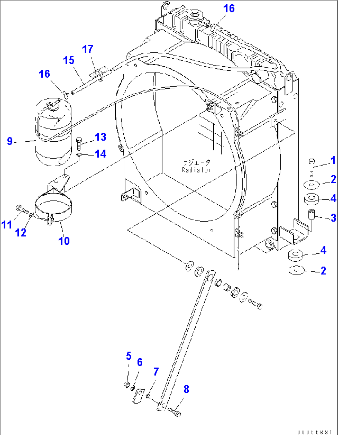 RADIATOR (RESERVE TANK¤ PIPING AND MOUNTING PARTS) (LIVESTOCK RAISING SPEC.)(#11508-)