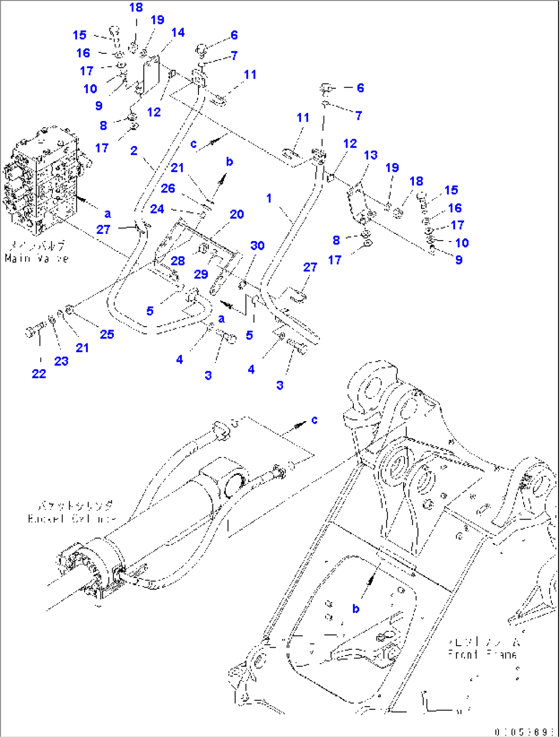 HYDRAULIC PIPING (DUMP CYLINDER LINE) (FOR 3-SPOOL VALVE) (EPC)