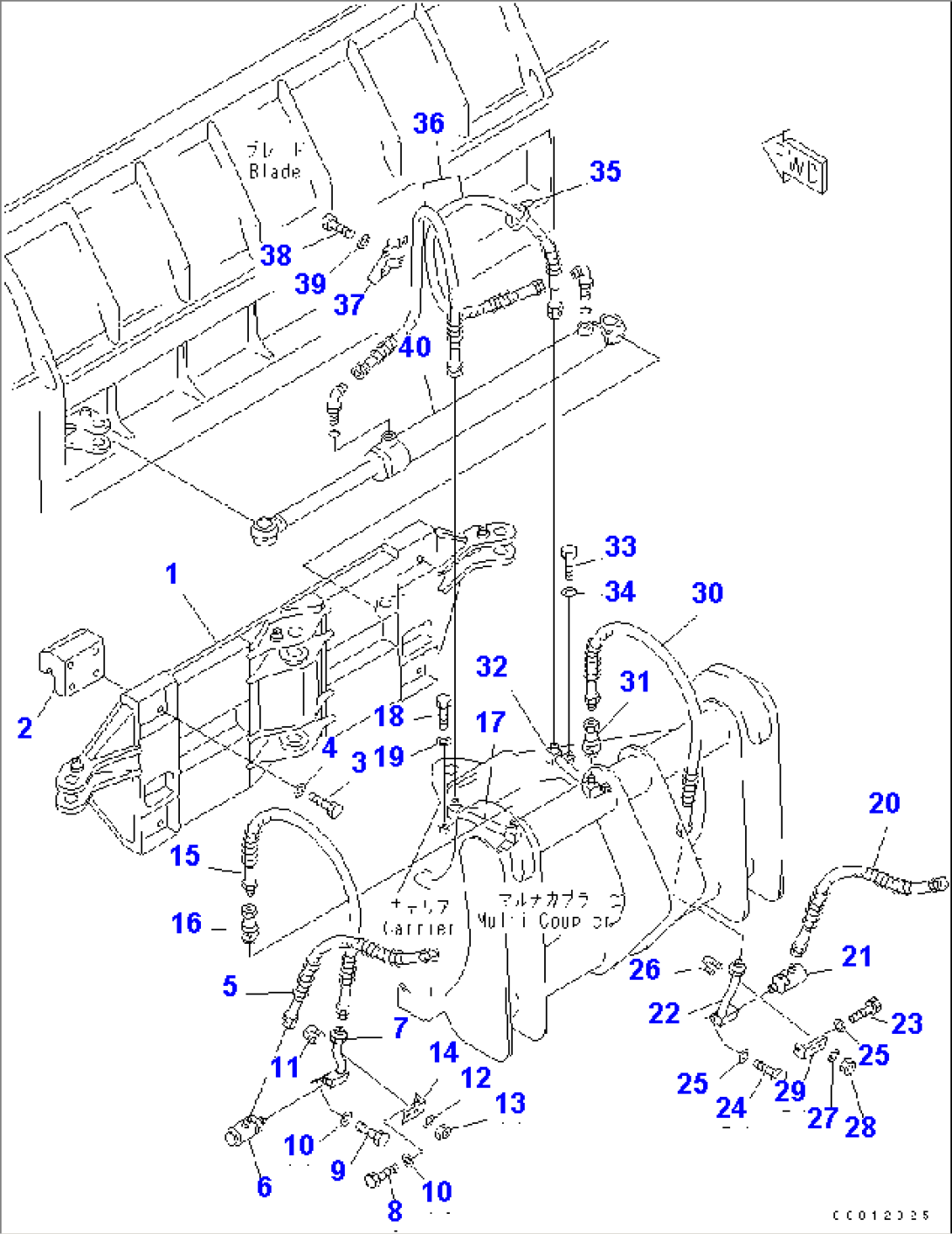 BLADE (SIDE SIFT CYLINDER LINE AND FRAME) (S.P.A.P.) (WITH MULTI COUPLER)