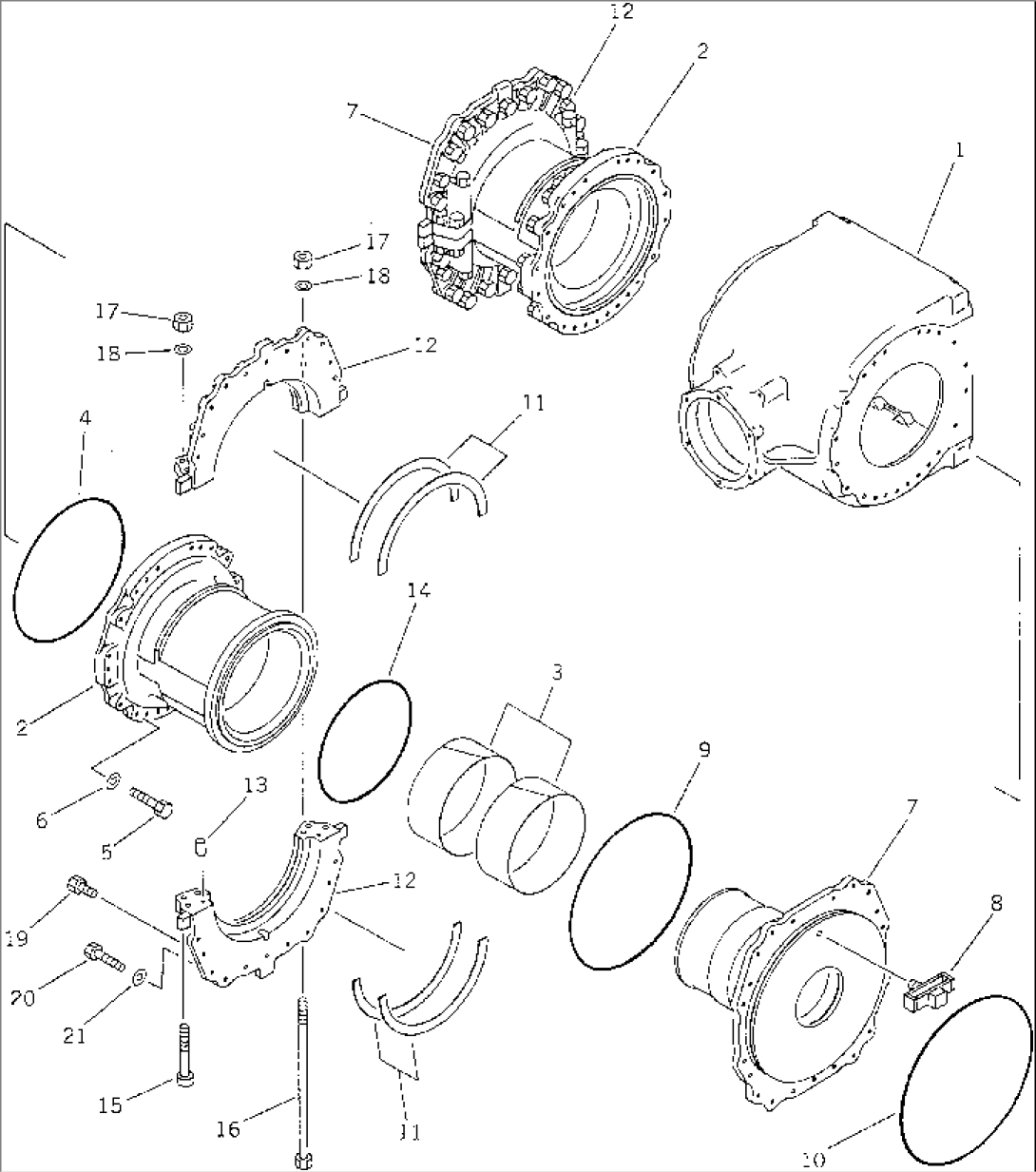 FINAL DRIVE CASE (DIFFERENTIAL LOCK TYPE) (1/2) (CAGE SECTION O-RING TYPE)(#30001-.)