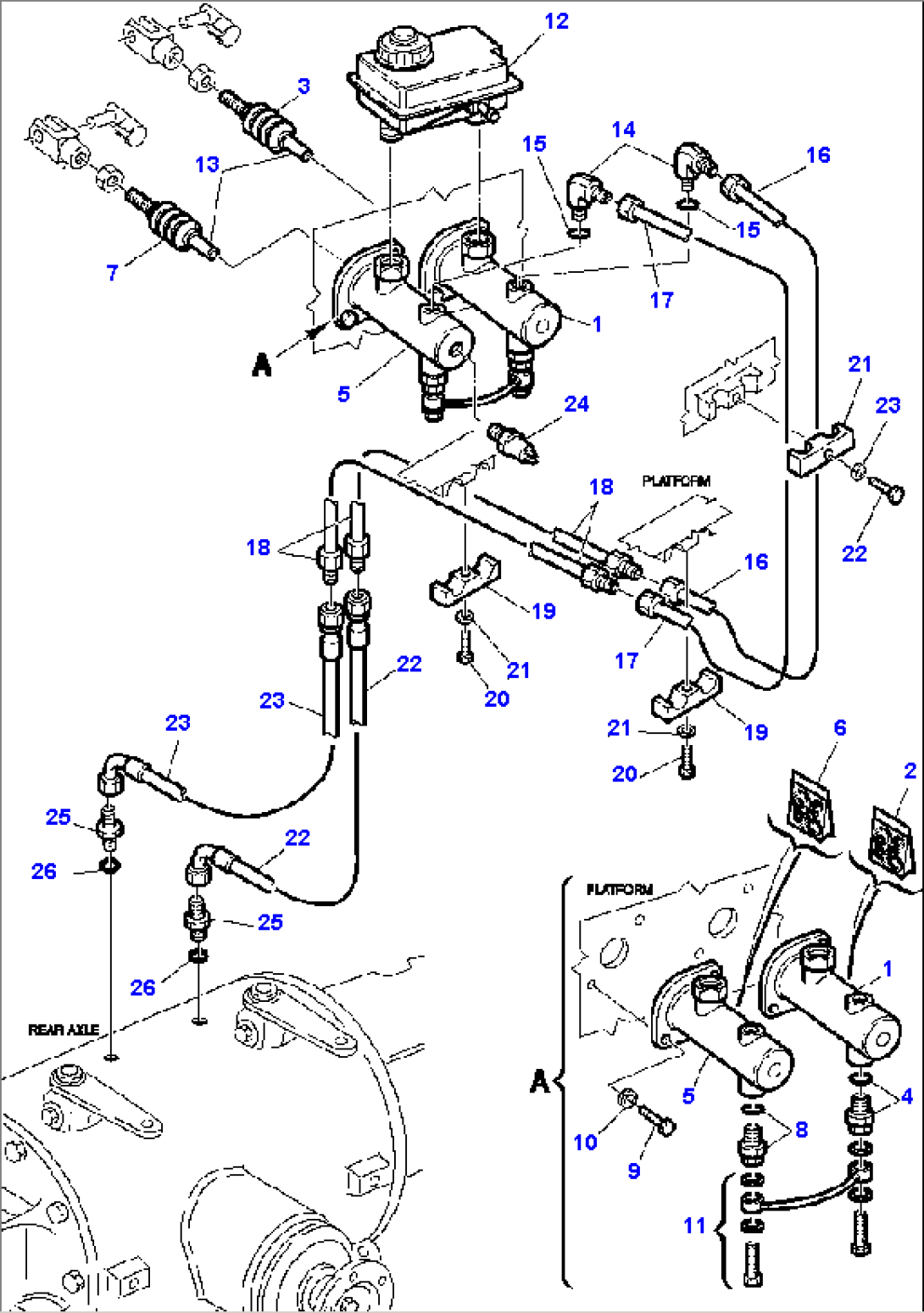 FIG. H3800-01A0 HYDRAULIC PIPING - BRAKE LINE