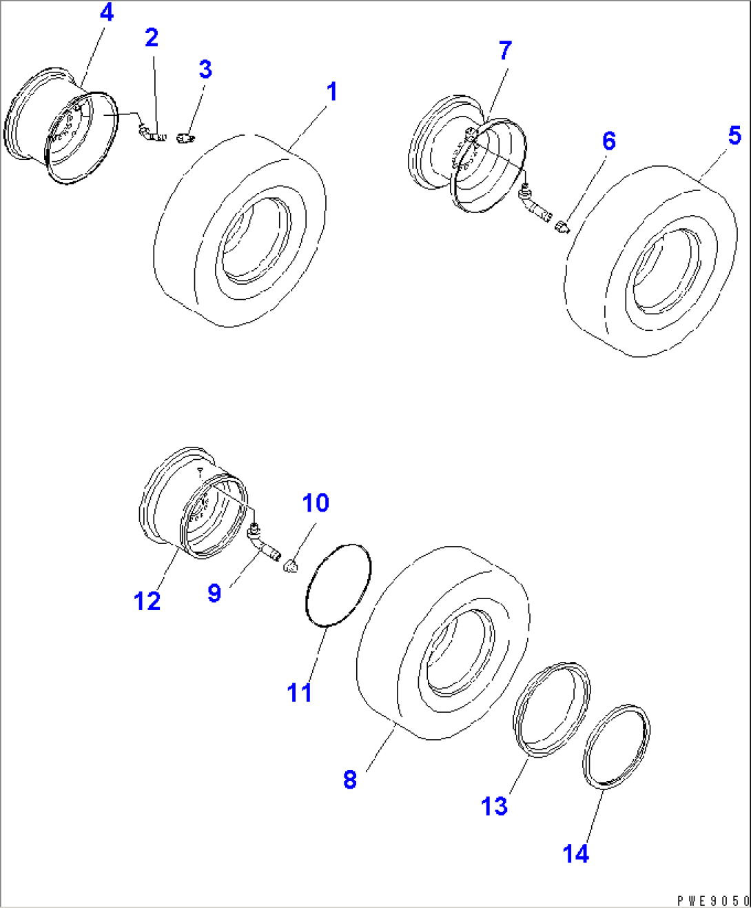 WHEEL AND TUBELESS TIRE